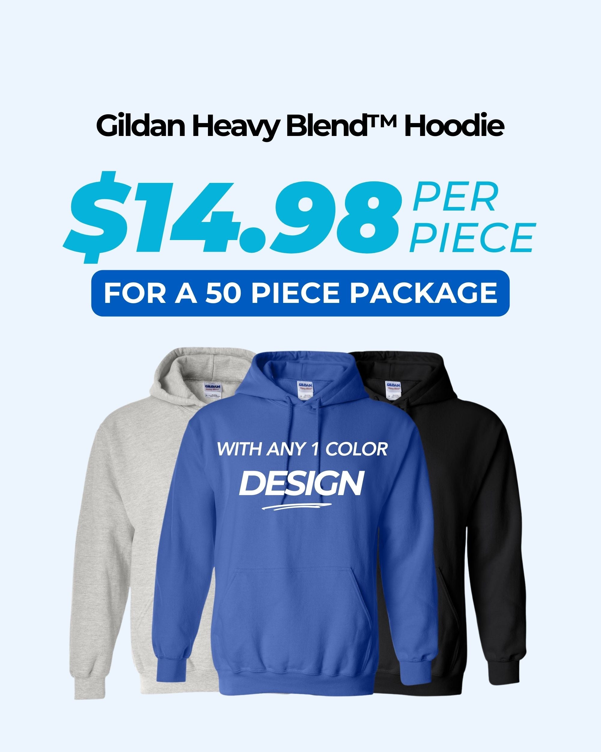 Gildan Heavy Blend™ 18500 Hoodie Package (50 Pieces)