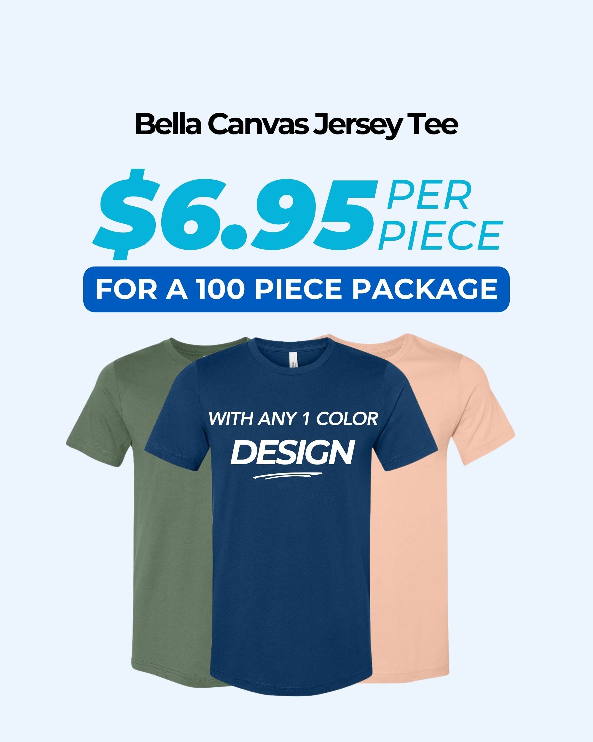 Bella Canvas 3001 T-Shirt Package (100 Pieces)