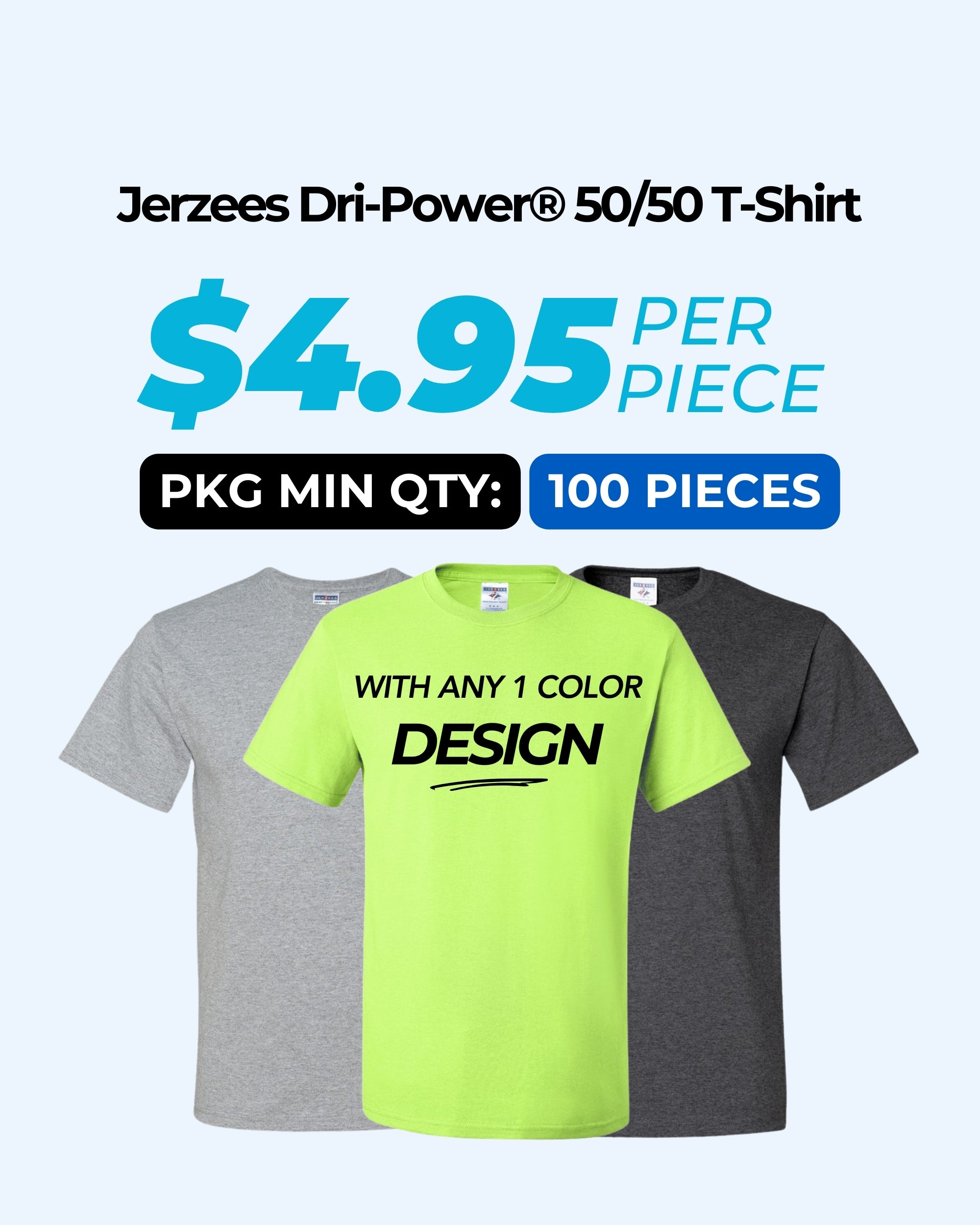Jerzees Dri-Power® 29MR 50/50 T-Shirt Package (100 Pieces)