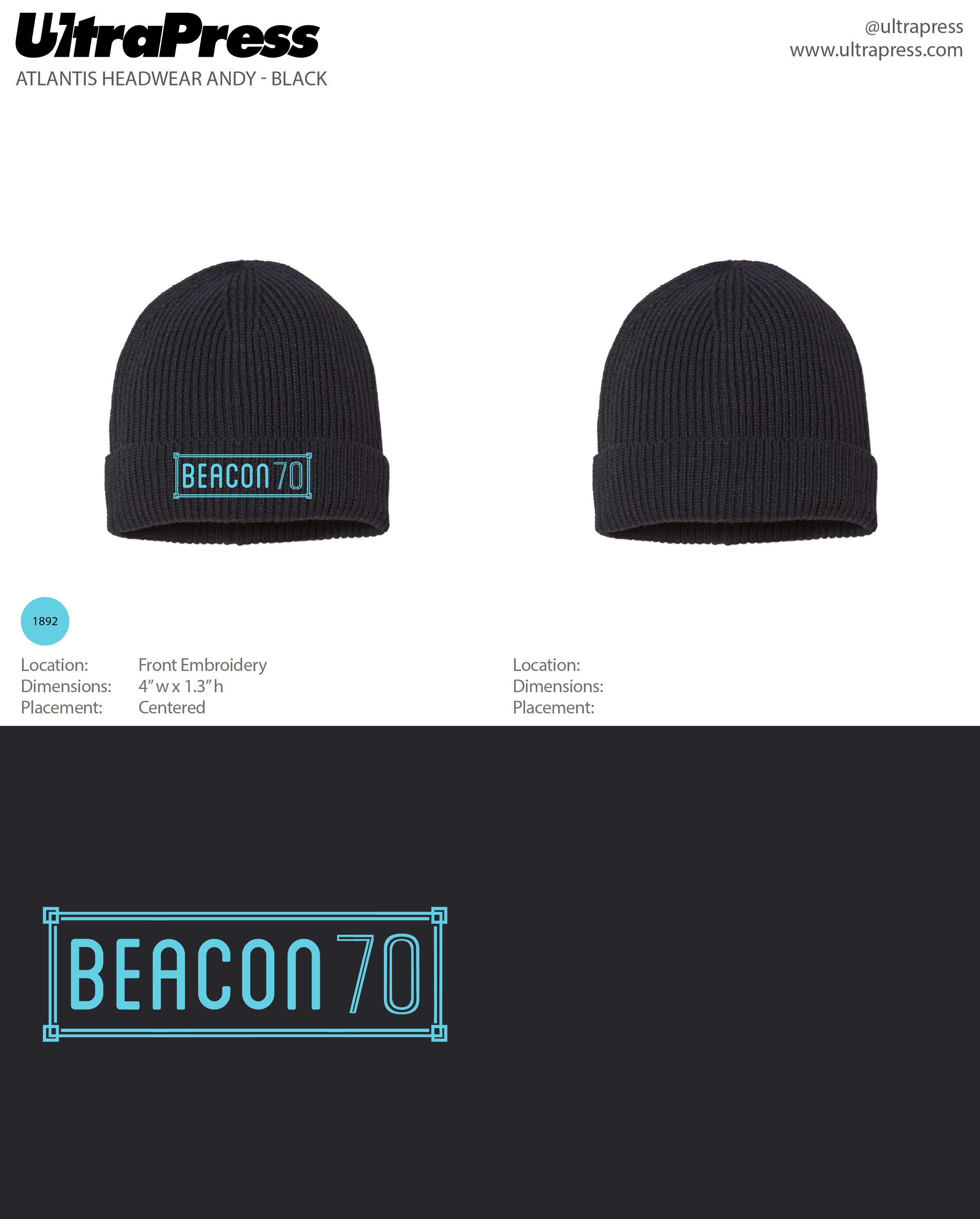 UP-EMB-66103 Beacon 70 Logo Beanies - 72 Min Qty (BULK)