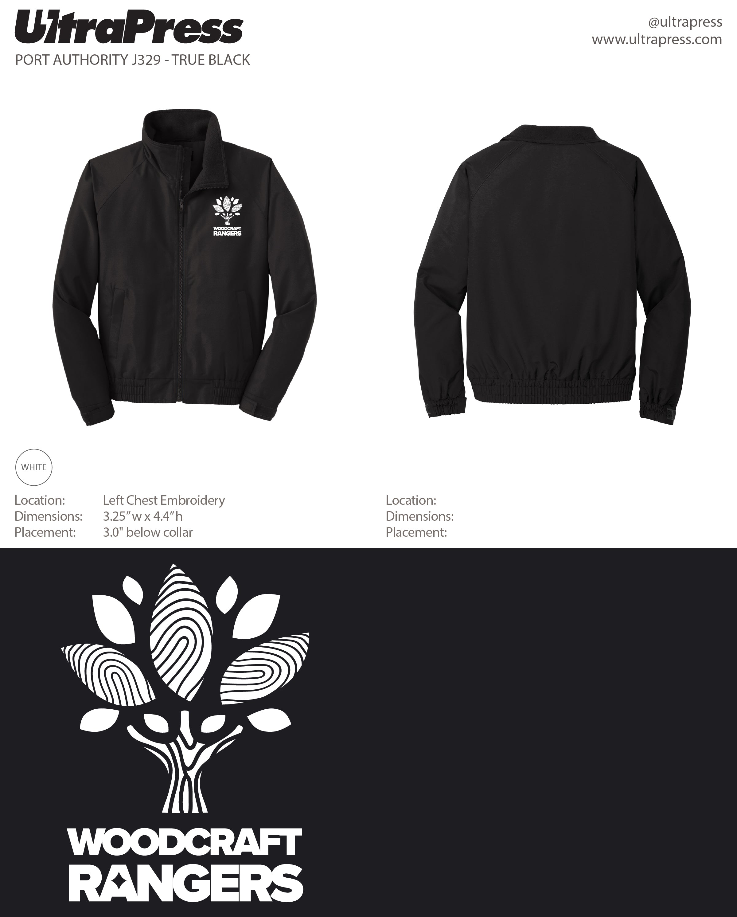 UP-EMB-66907 Woodcraft Rangers Embroidered Zips - 500 Min Qty (BULK)