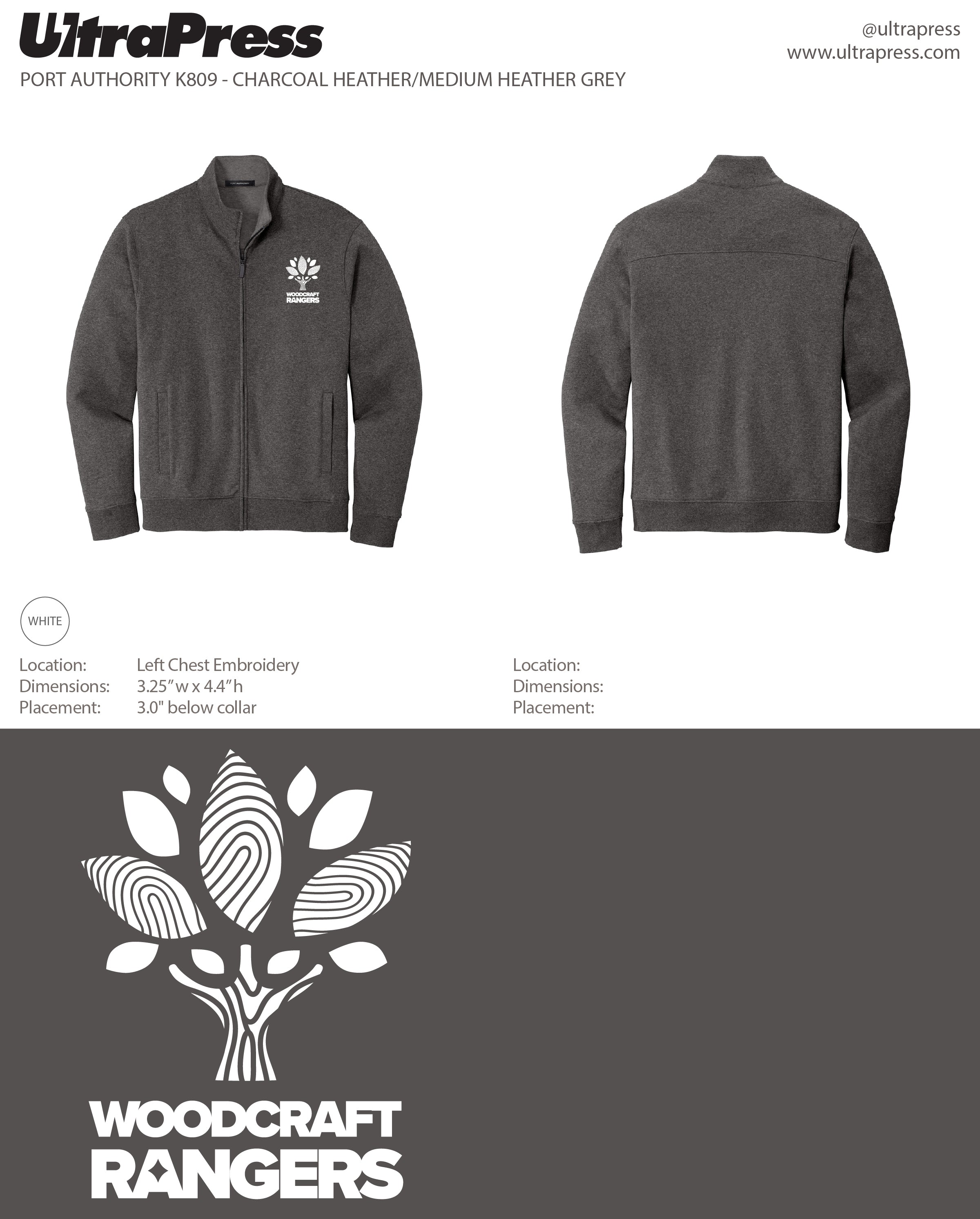 UP-EMB-66907 Woodcraft Rangers Embroidered Zips - 500 Min Qty (BULK)