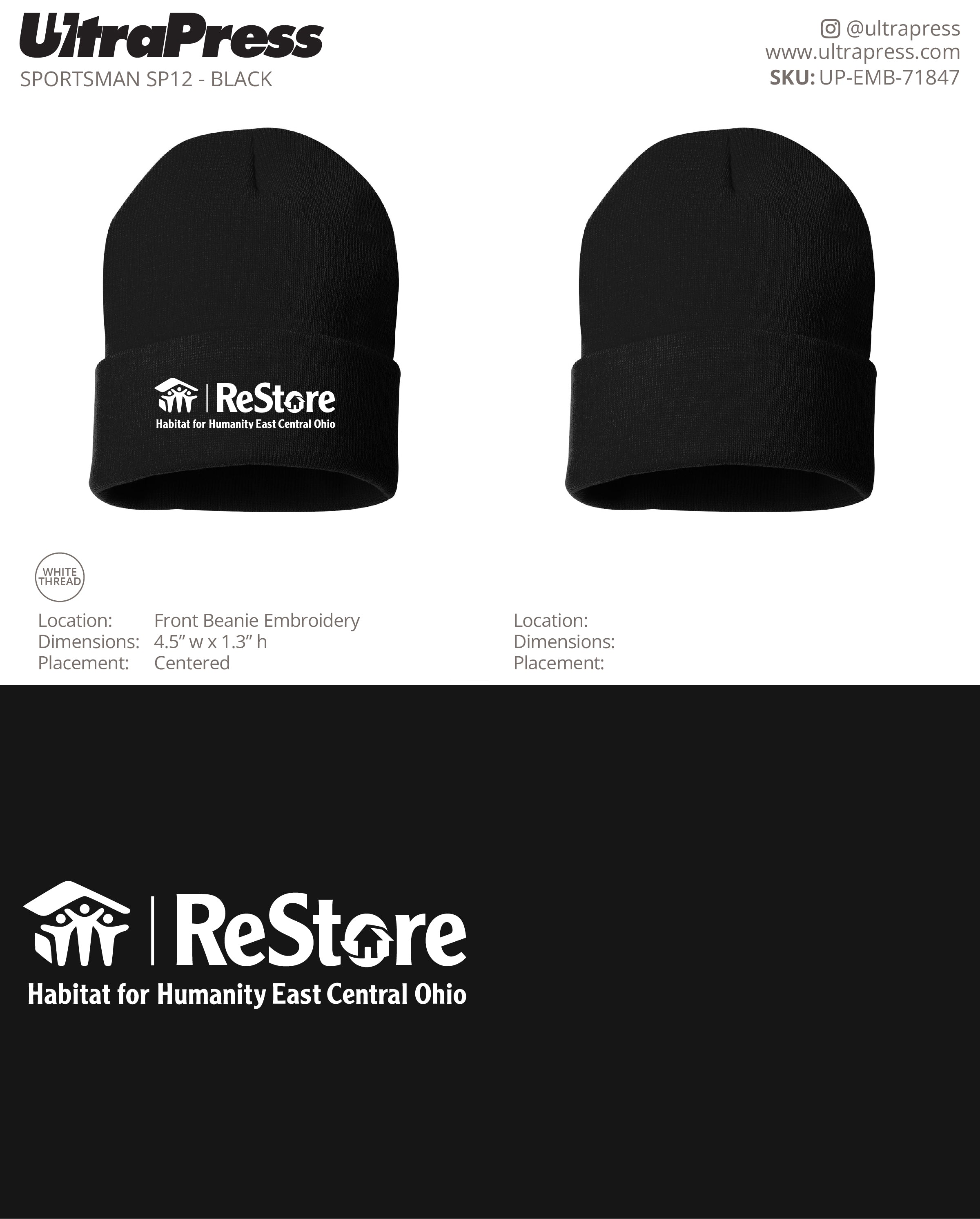 UP-EMB-71847 ReStore Beanies - Kevin Miller 50 Min Qty (Bulk)