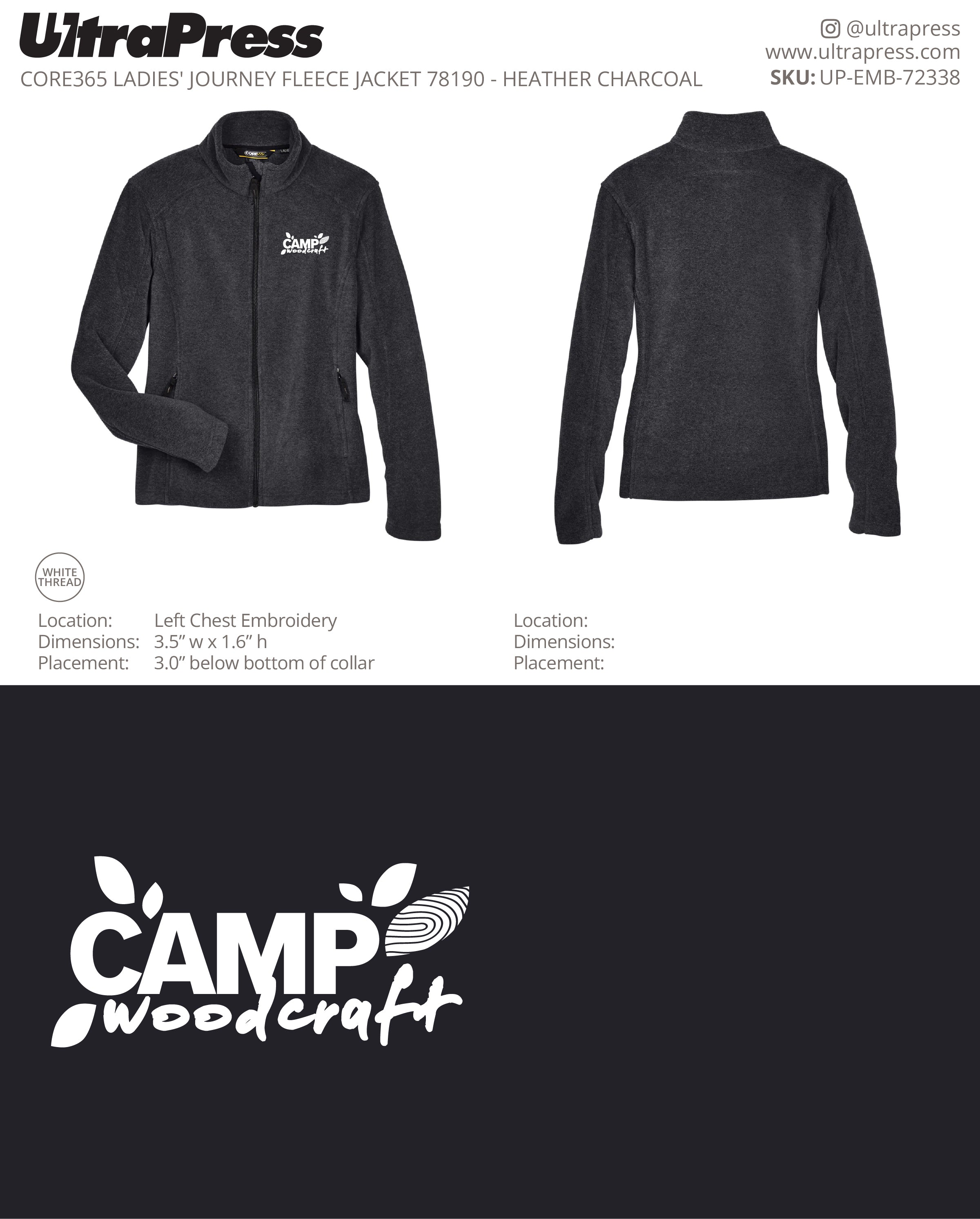 UP-EMB-72338 Camp Woodcraft Embroidered Logo - Israel Serna 150 Min Qty (Bulk)