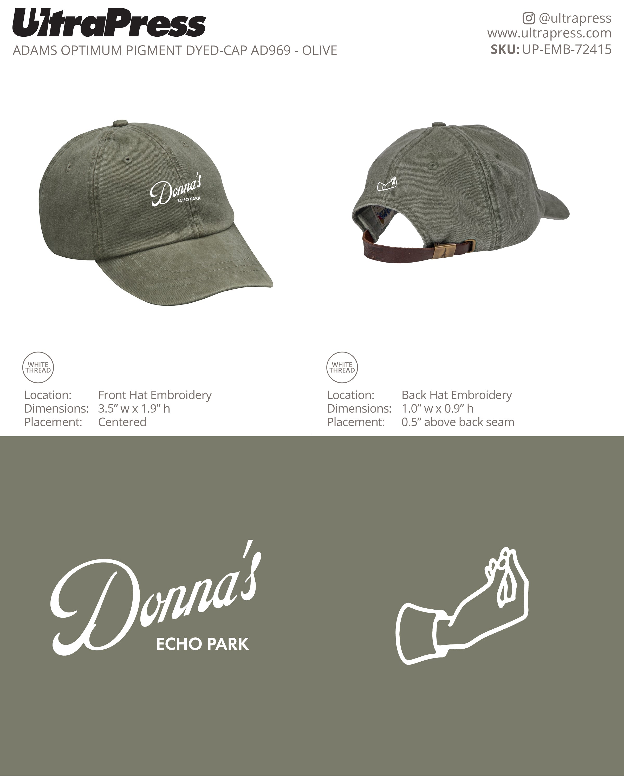 UP-EMB-72415 Donna's Dad Hat Echo Park 144 Min Qty (Bulk)
