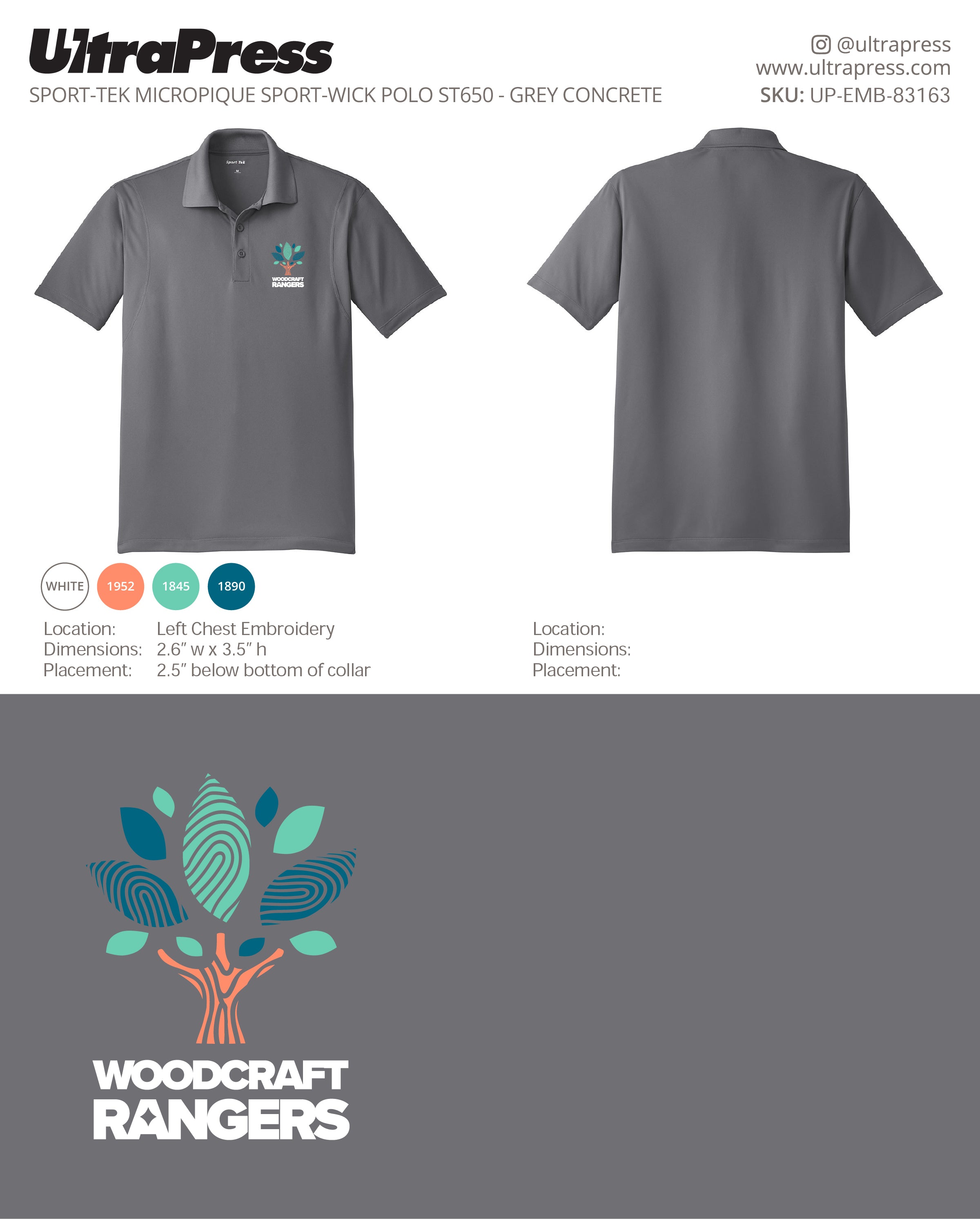 UP-EMB-83163 Woodcraft Rangers Polo 2026 - Full Color (Bulk)