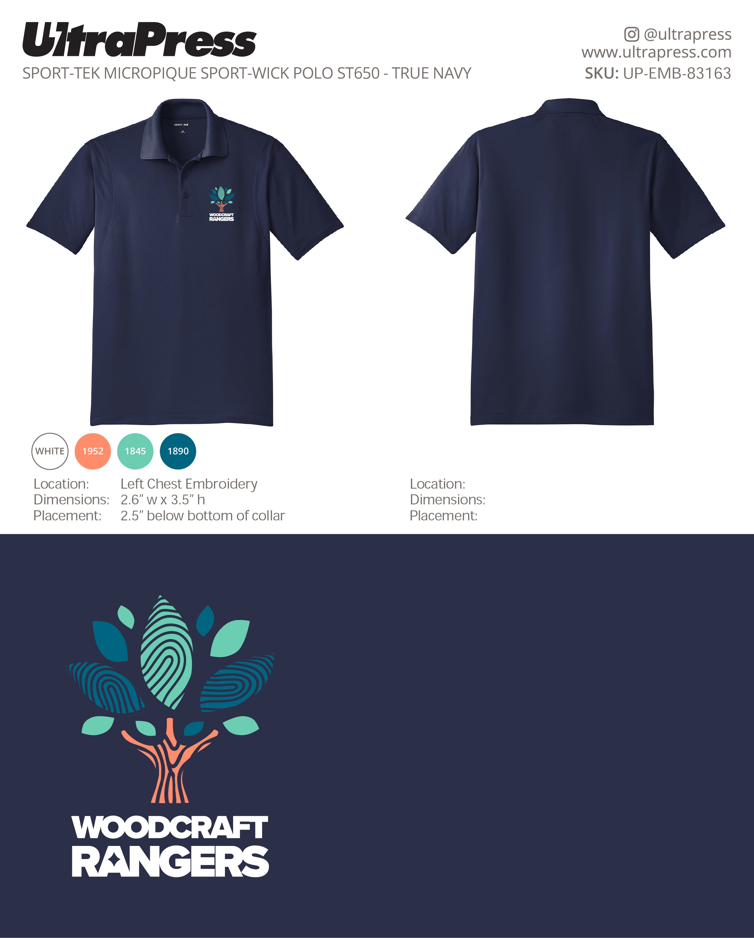 UP-EMB-83163 Woodcraft Rangers Polo 2026 - Full Color (Bulk)