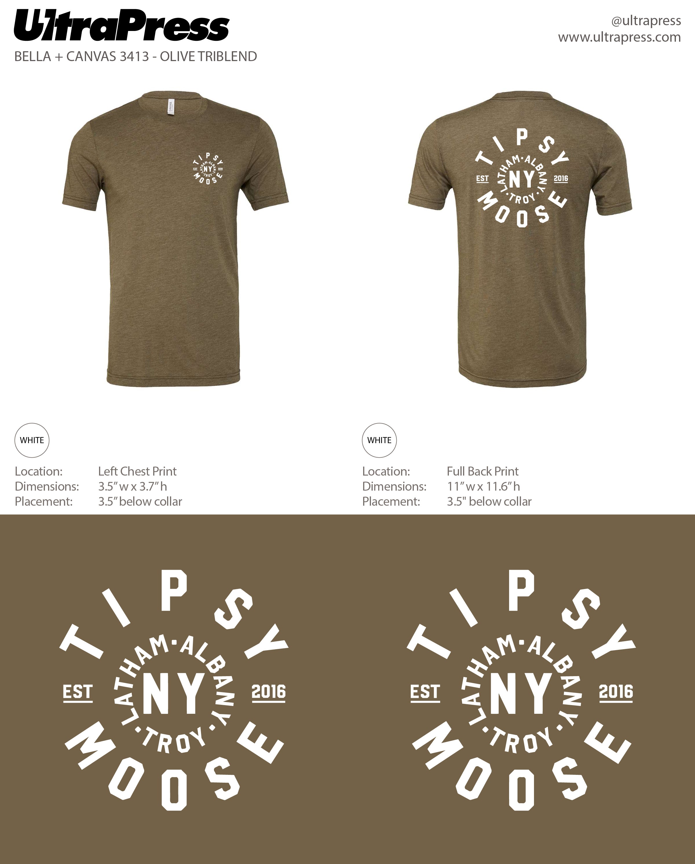 UP-SP-68992 Tipsy Moose Circle Left Logo (White Ink) 72 Min Qty (Bulk)