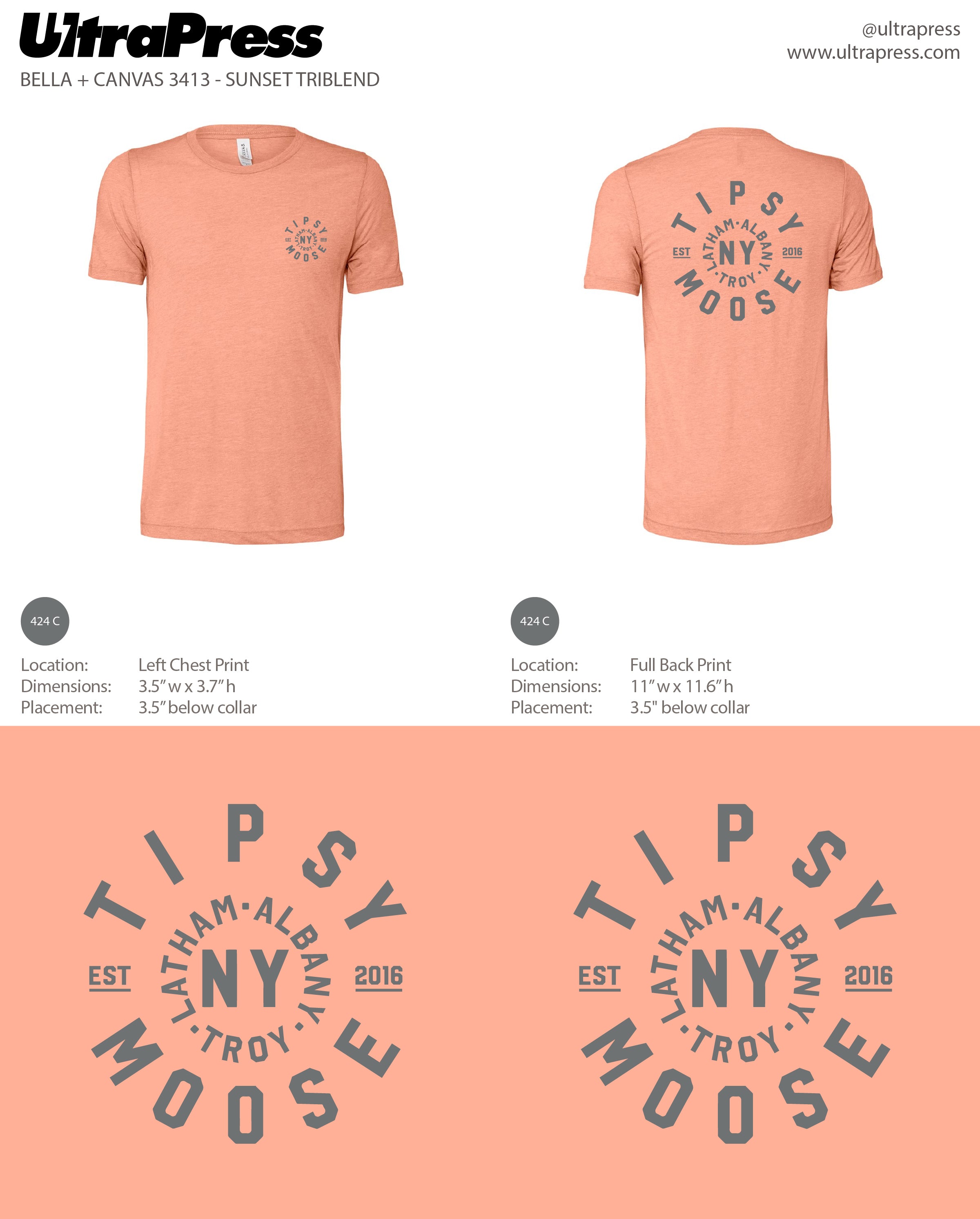 UP-SP-64573 Tipsy Moose Circle Left Logo (Grey Ink) 48 Min Qty (Bulk)