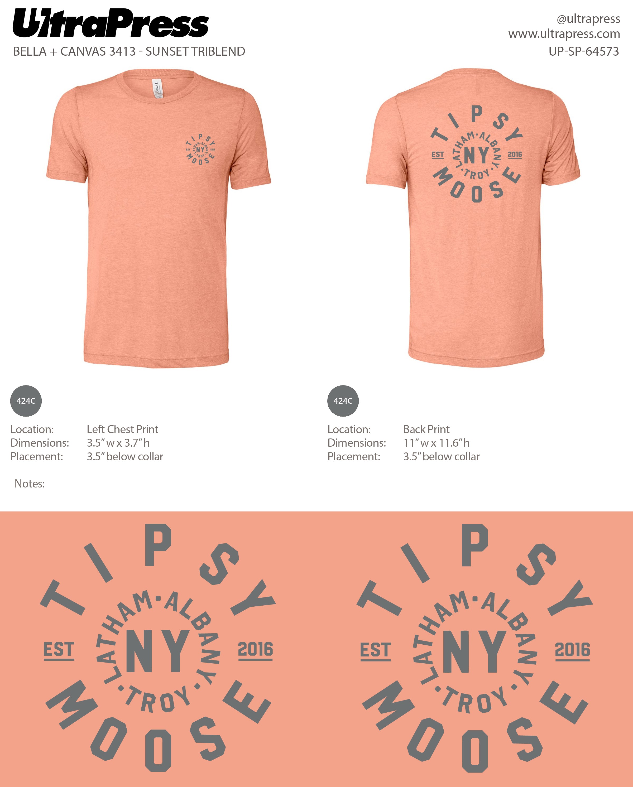 UP-SP-64573 Tipsy Moose Circle Left Logo (Grey Ink) 72 Min Qty (Bulk)