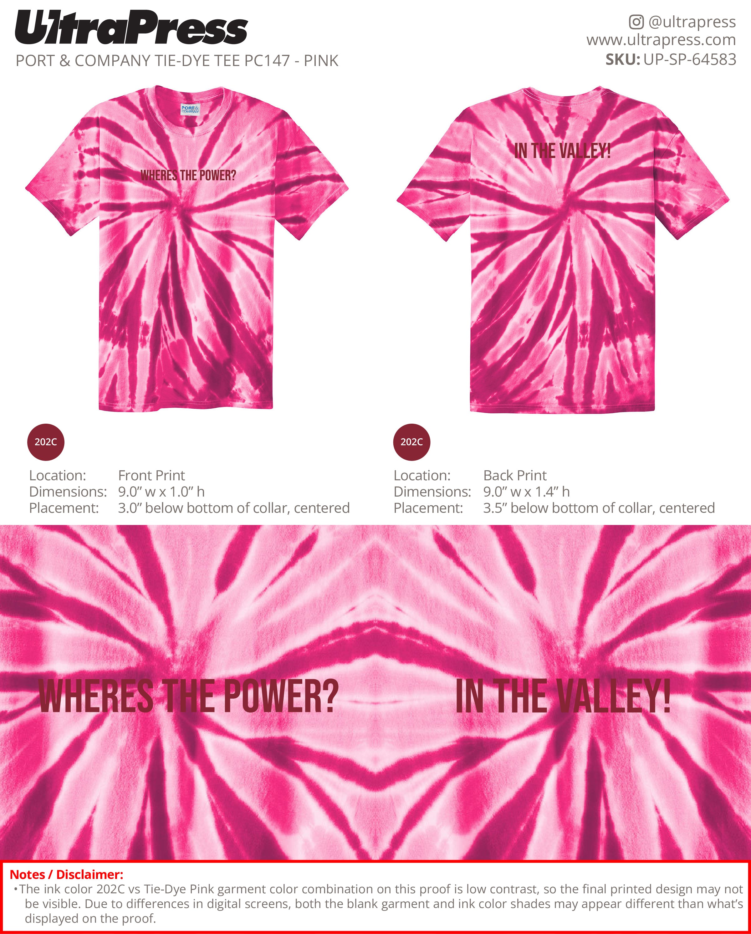 UP-SP-64583 Camp Nubar In The Valley 45 Min Qty - Pink Tie Dye (Bulk)