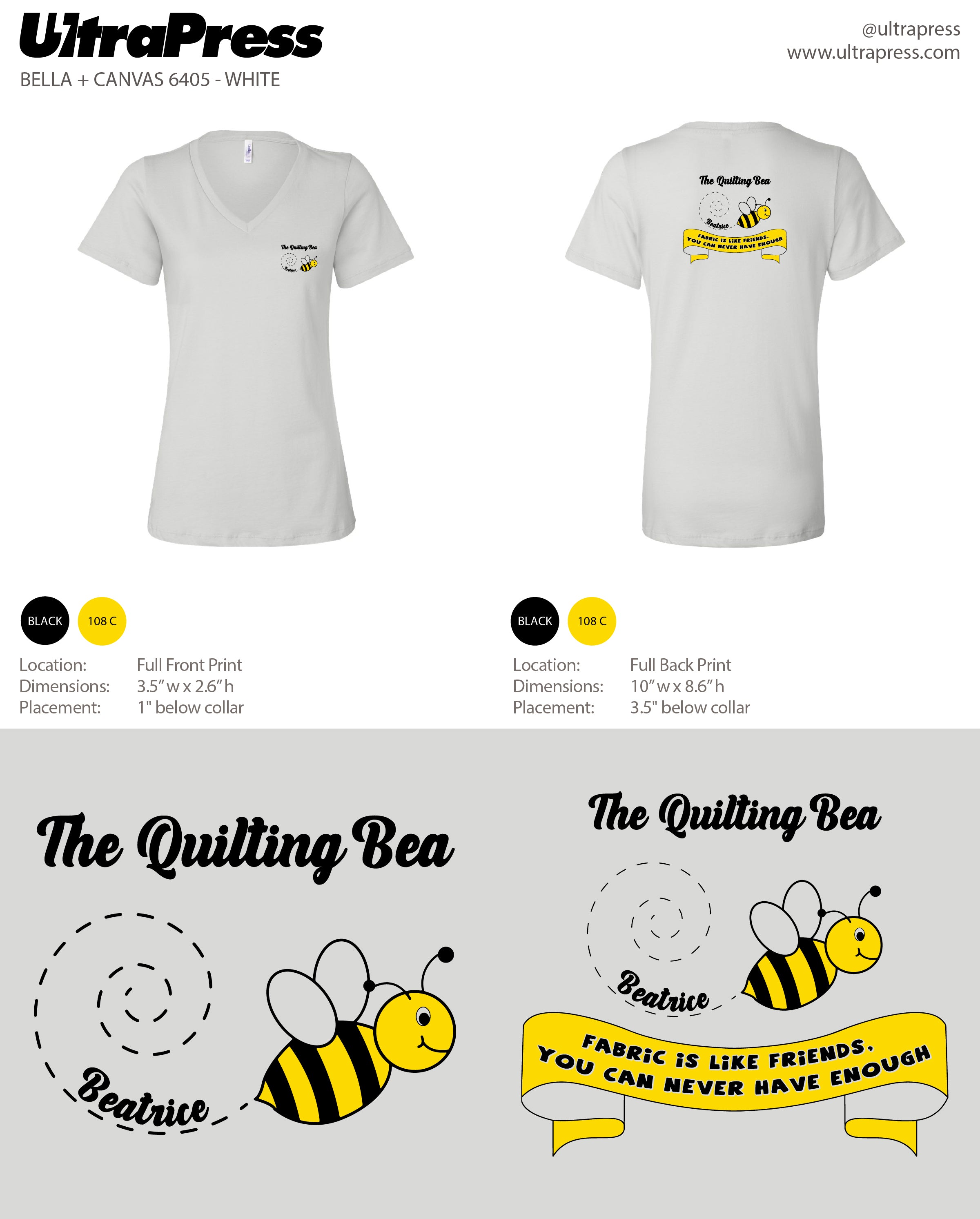 UP-SP-65103 The Quilting Bea Logo 2023 12 Min Qty (Bulk)