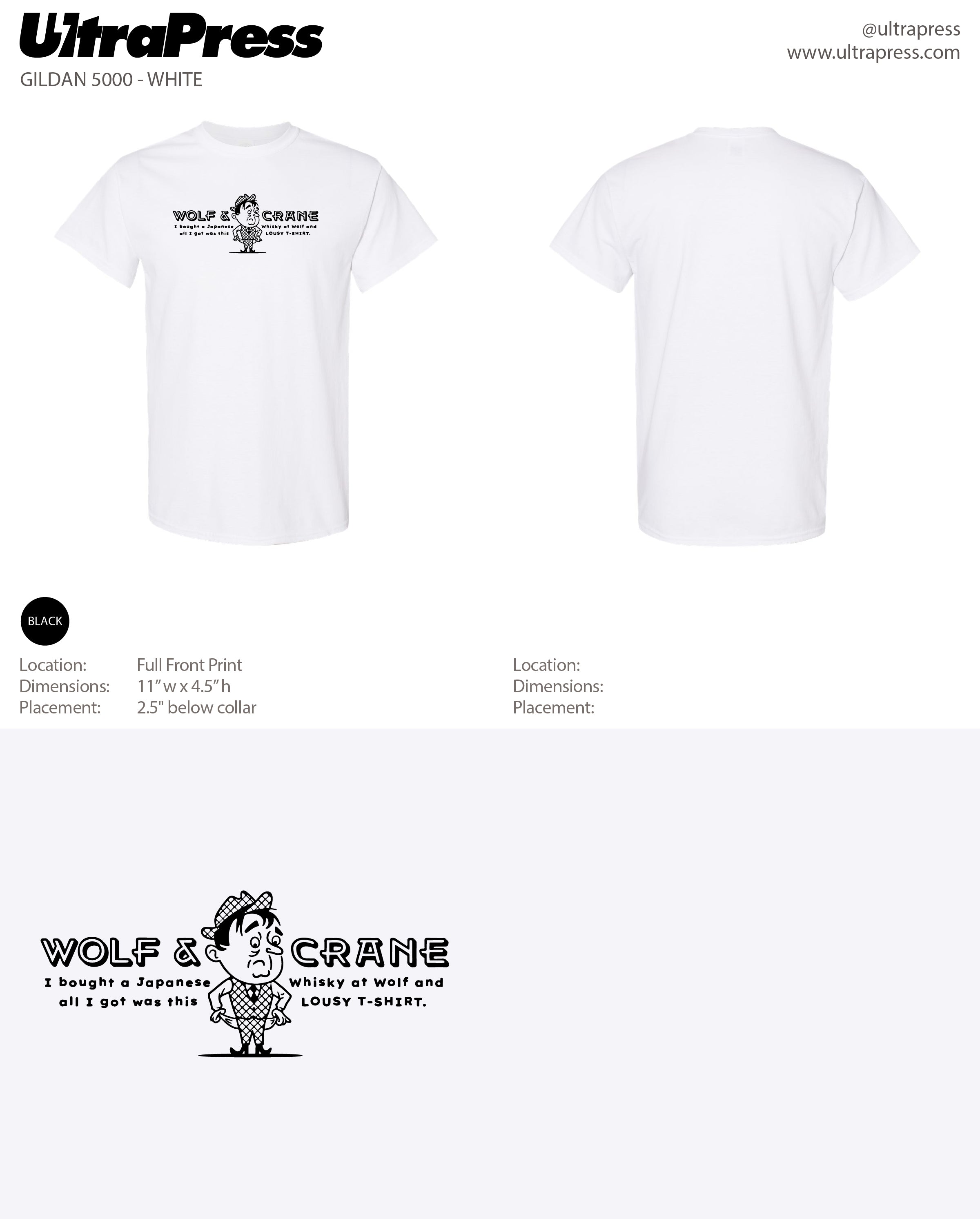 UP-SP-65216 Wolf & Crane Lousy Tee 2023 72 Min Qty (Bulk)