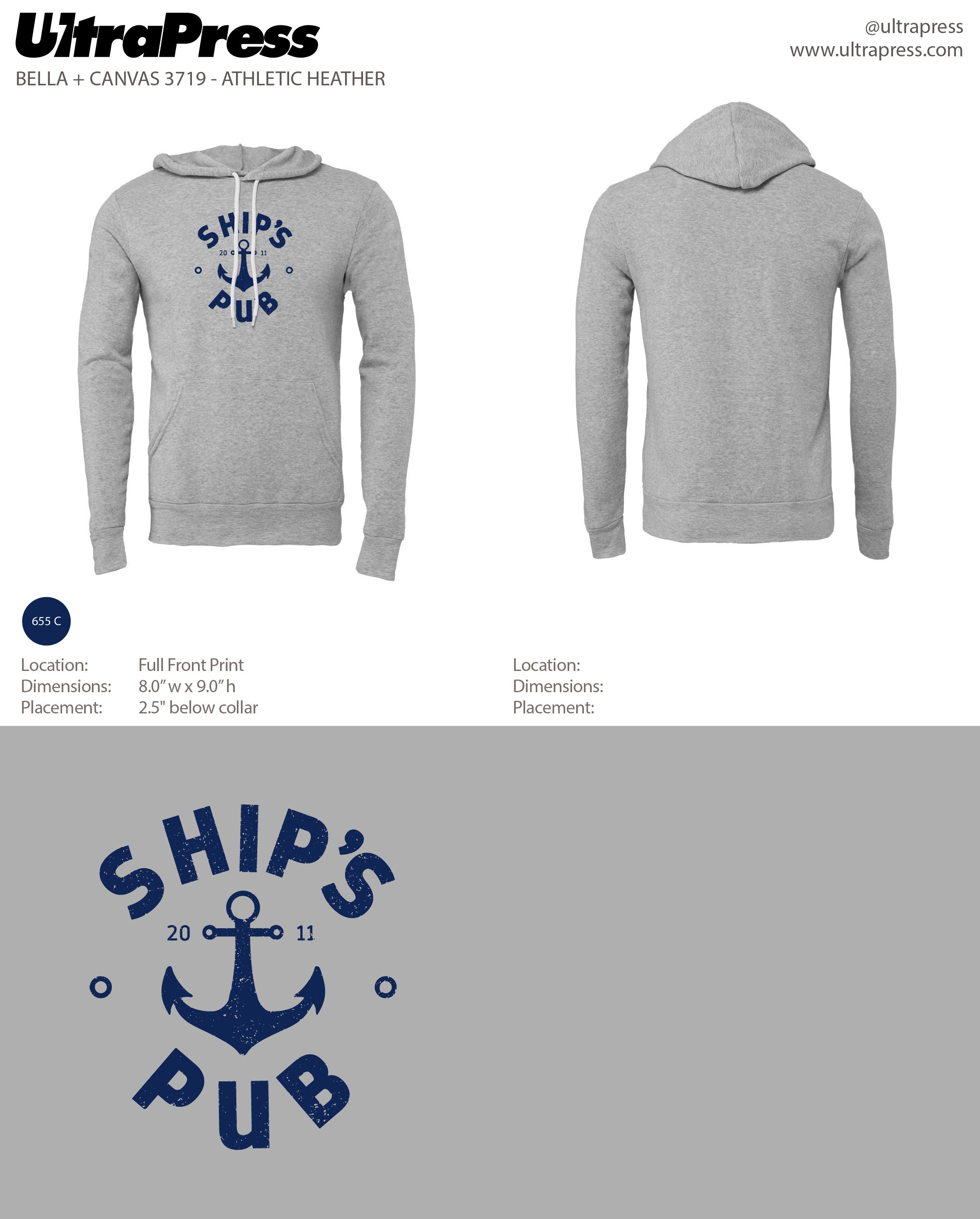 UP-SP-65408 Ships Pub Logo Hoodies Sept 2023 48 Min Qty (Bulk)