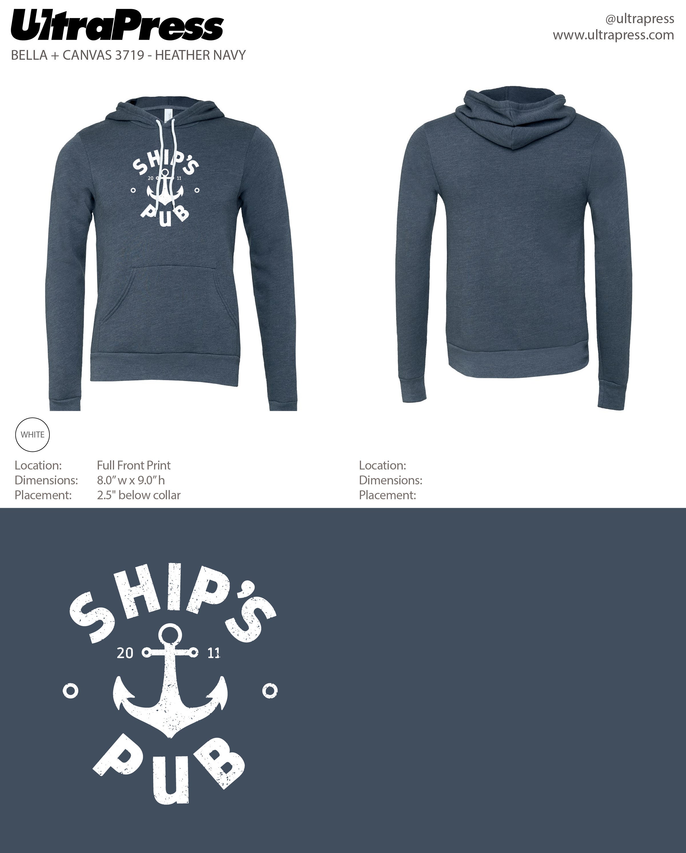 UP-SP-65408 Ships Pub Logo Hoodies Sept 2023 48 Min Qty (Bulk)