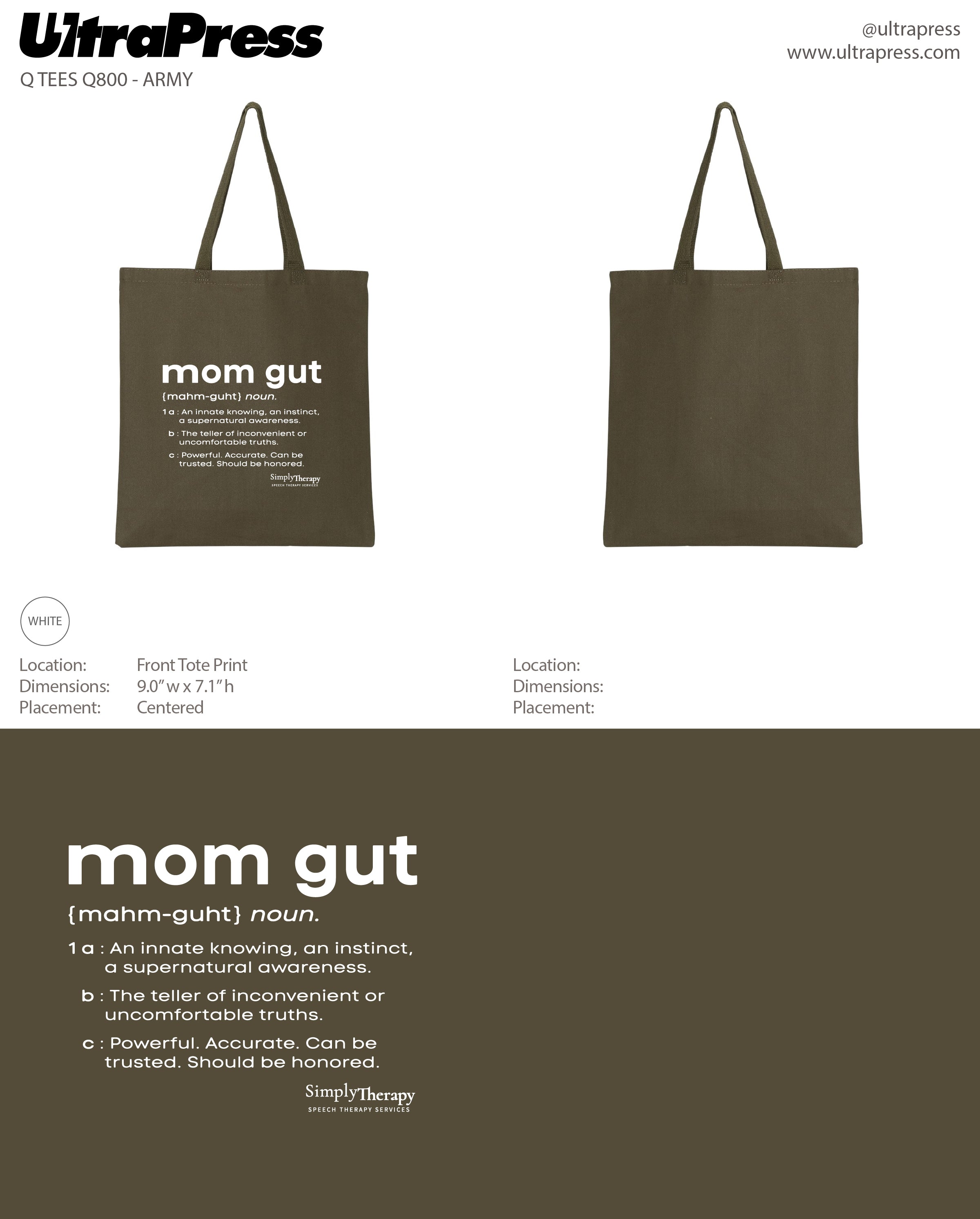 UP-SP-65521 Simply Therapy Mom Gut Tote Bag 2023 24 Min Qty (Bulk)