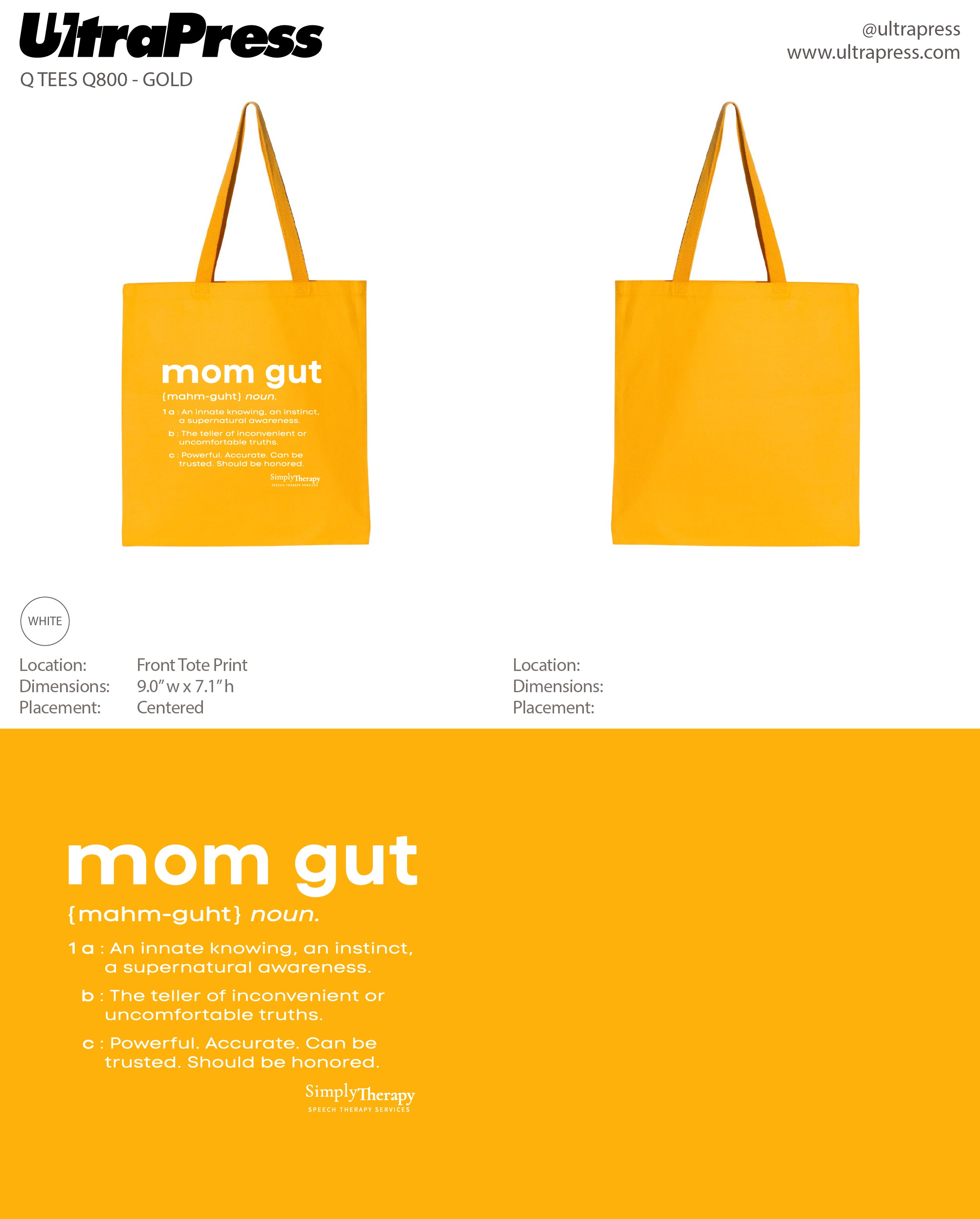UP-SP-65521 Simply Therapy Mom Gut Tote Bag 2023 24 Min Qty (Bulk)
