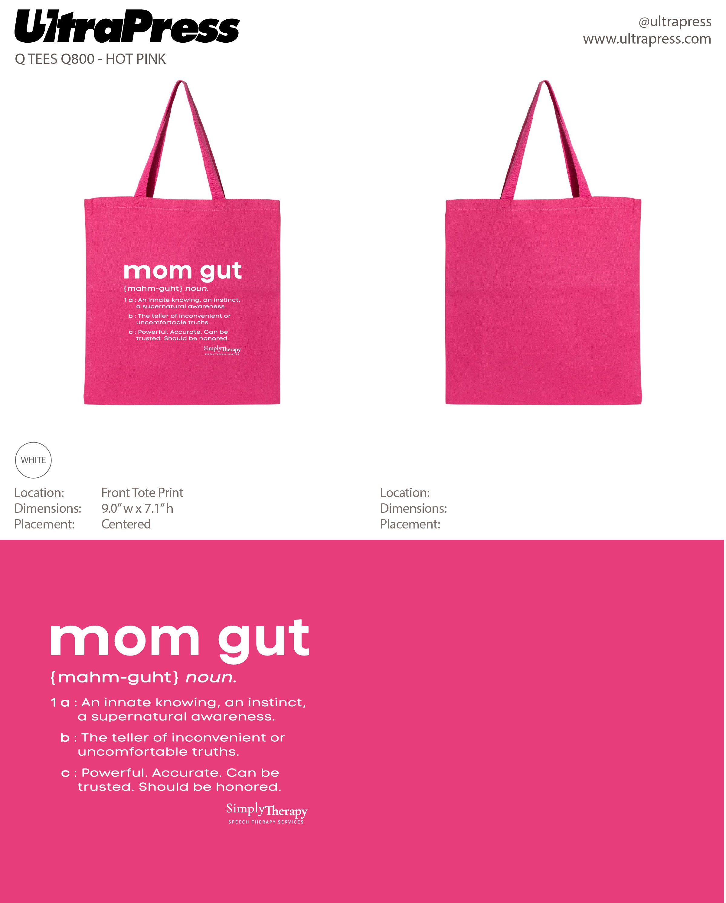 UP-SP-65521 Simply Therapy Mom Gut Tote Bag 2023 24 Min Qty (Bulk)
