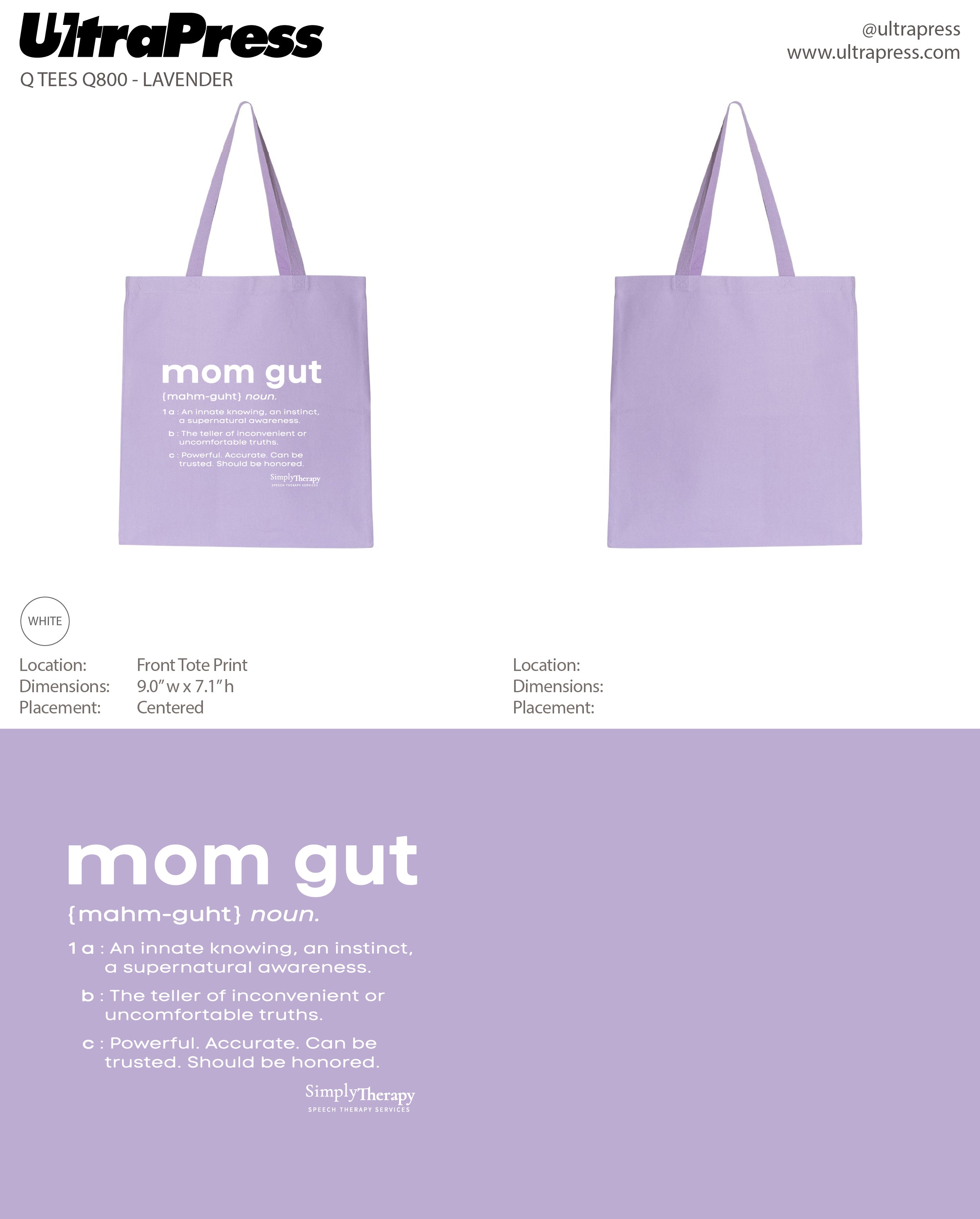 UP-SP-65521 Simply Therapy Mom Gut Tote Bag 2023 24 Min Qty (Bulk)