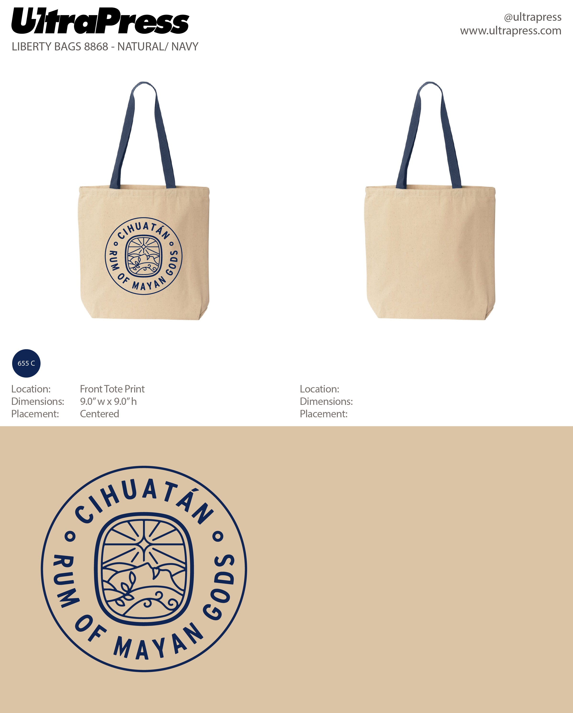 UP-SP-65536 Rum Of Mayan Gods Tote Bags 2023 100 Min Qty (Bulk)