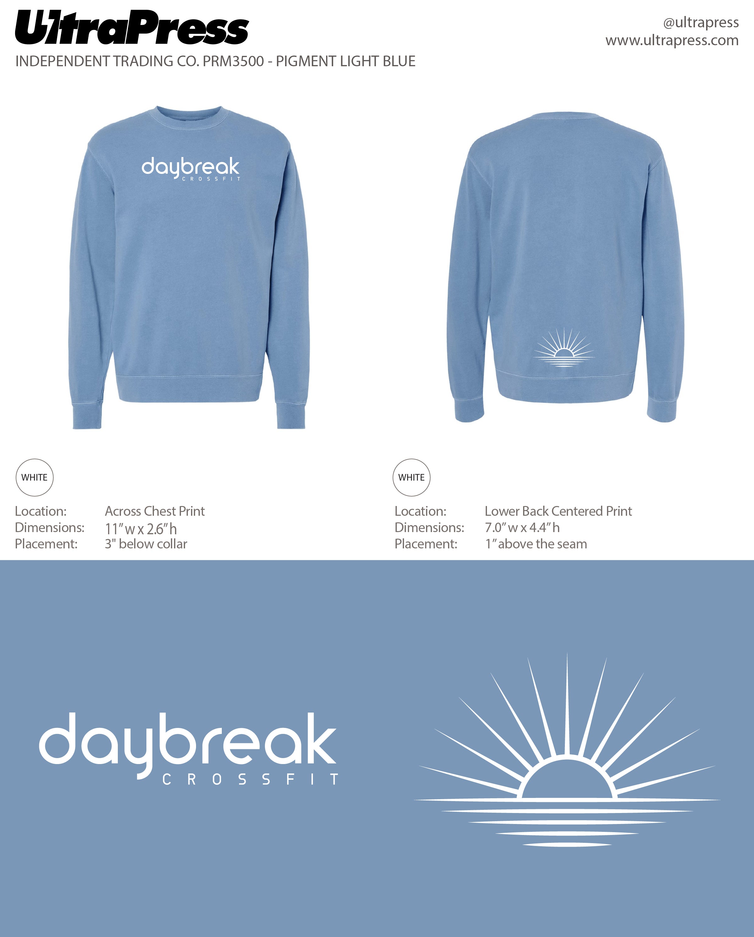 UP-SP-65890 Daybreak CrossFit 2023 Crew Sweatshirts 24 Min Qty (Bulk)