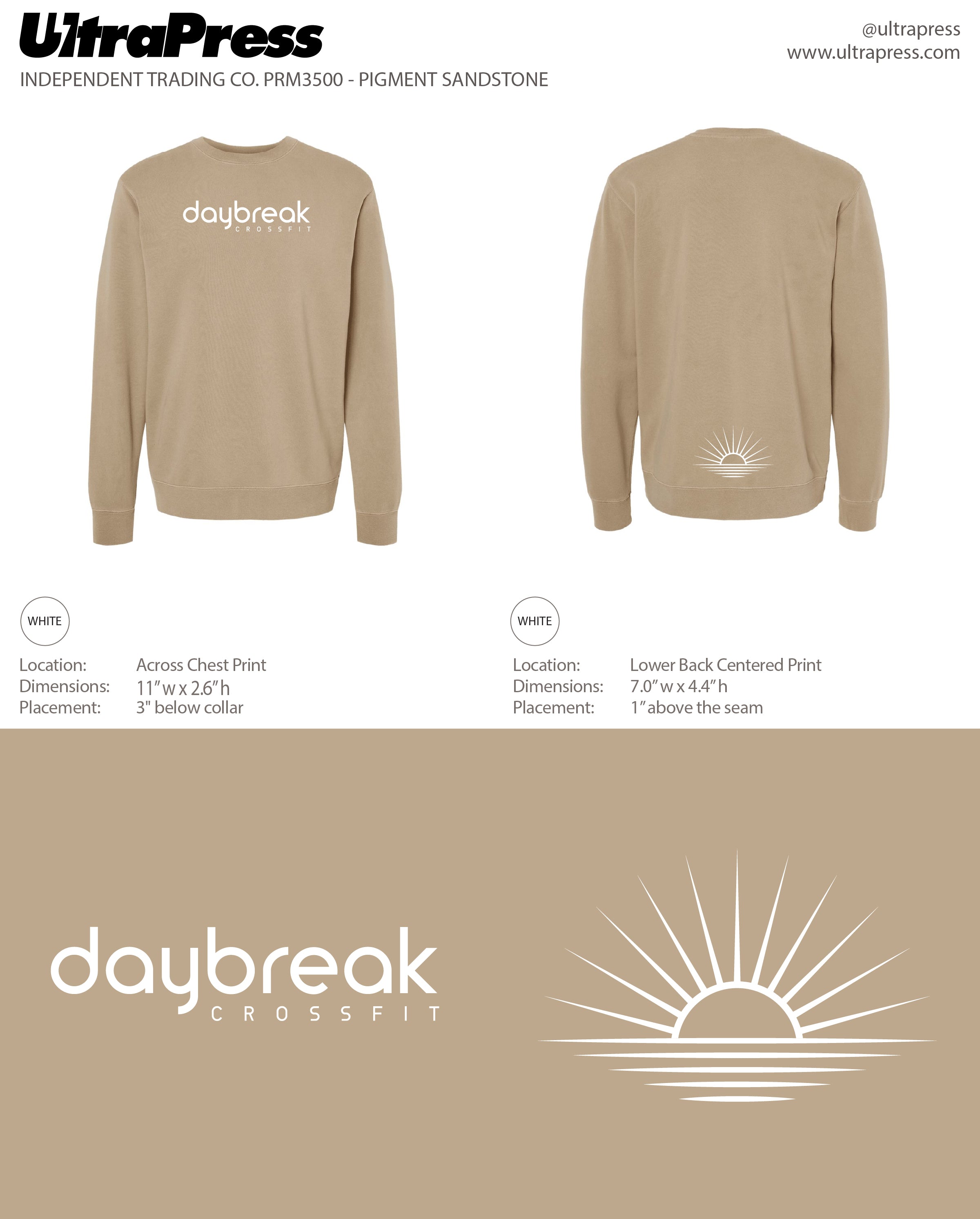 UP-SP-65890 Daybreak CrossFit 2023 Crew Sweatshirts 24 Min Qty (Bulk)