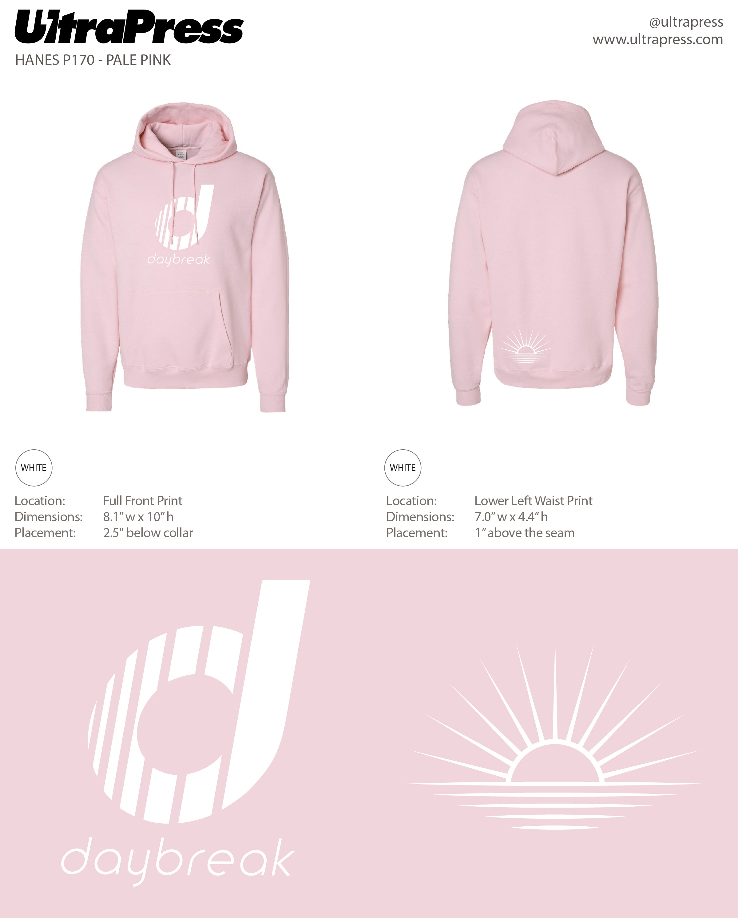 UP-SP-65891 Daybreak CrossFit 2023 Hoodies White Ink 24 Min Qty (Bulk)