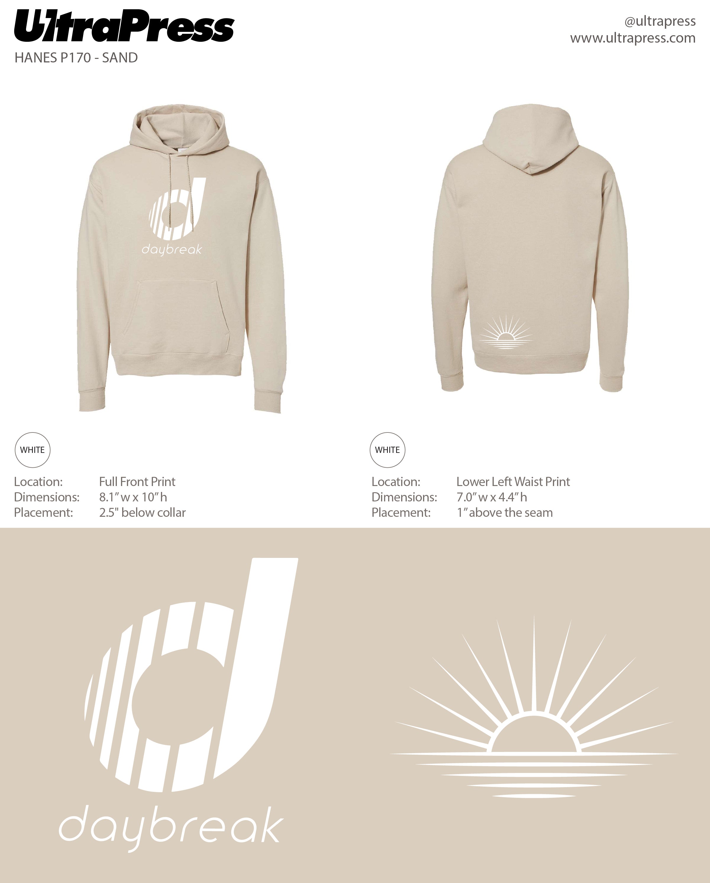 UP-SP-65891 Daybreak CrossFit 2023 Hoodies White Ink 24 Min Qty (Bulk)