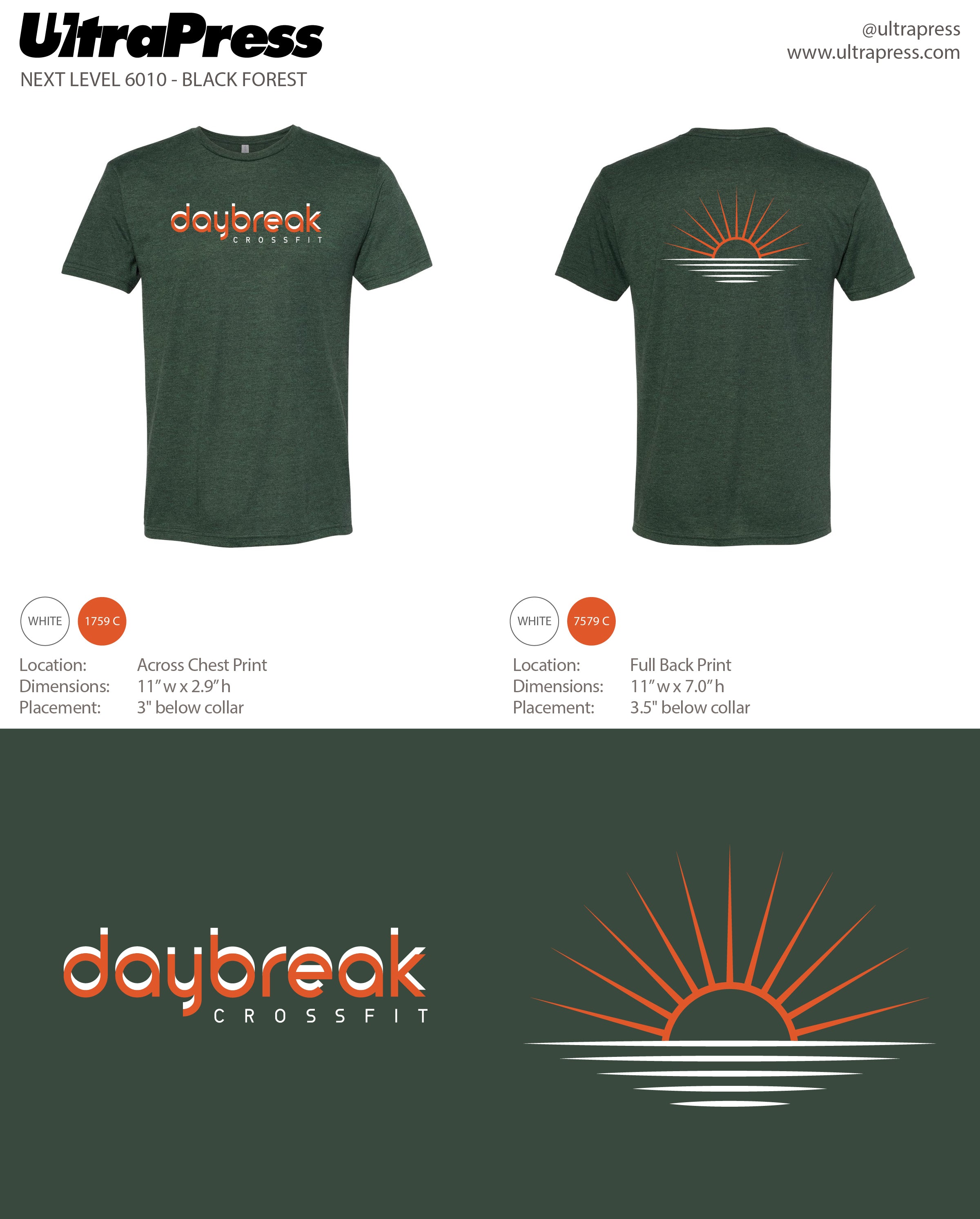 UP-SP-65894 Daybreak CrossFit 2023 Tshirts White and Orange Ink 24 Min Qty (Bulk)