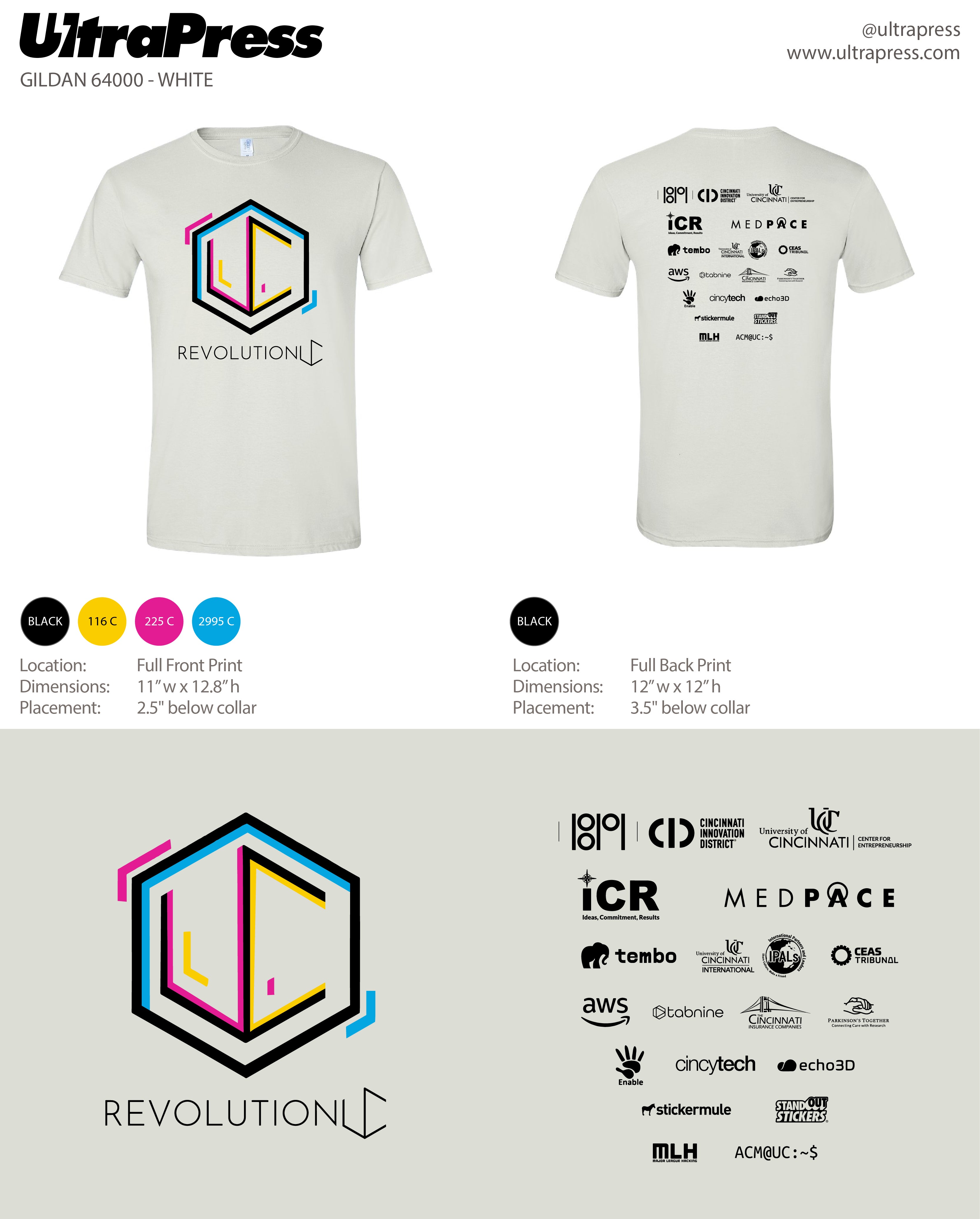 UP-SP-65968 RevolutionUC Hackathon Tees White 144 Min Qty (Bulk)