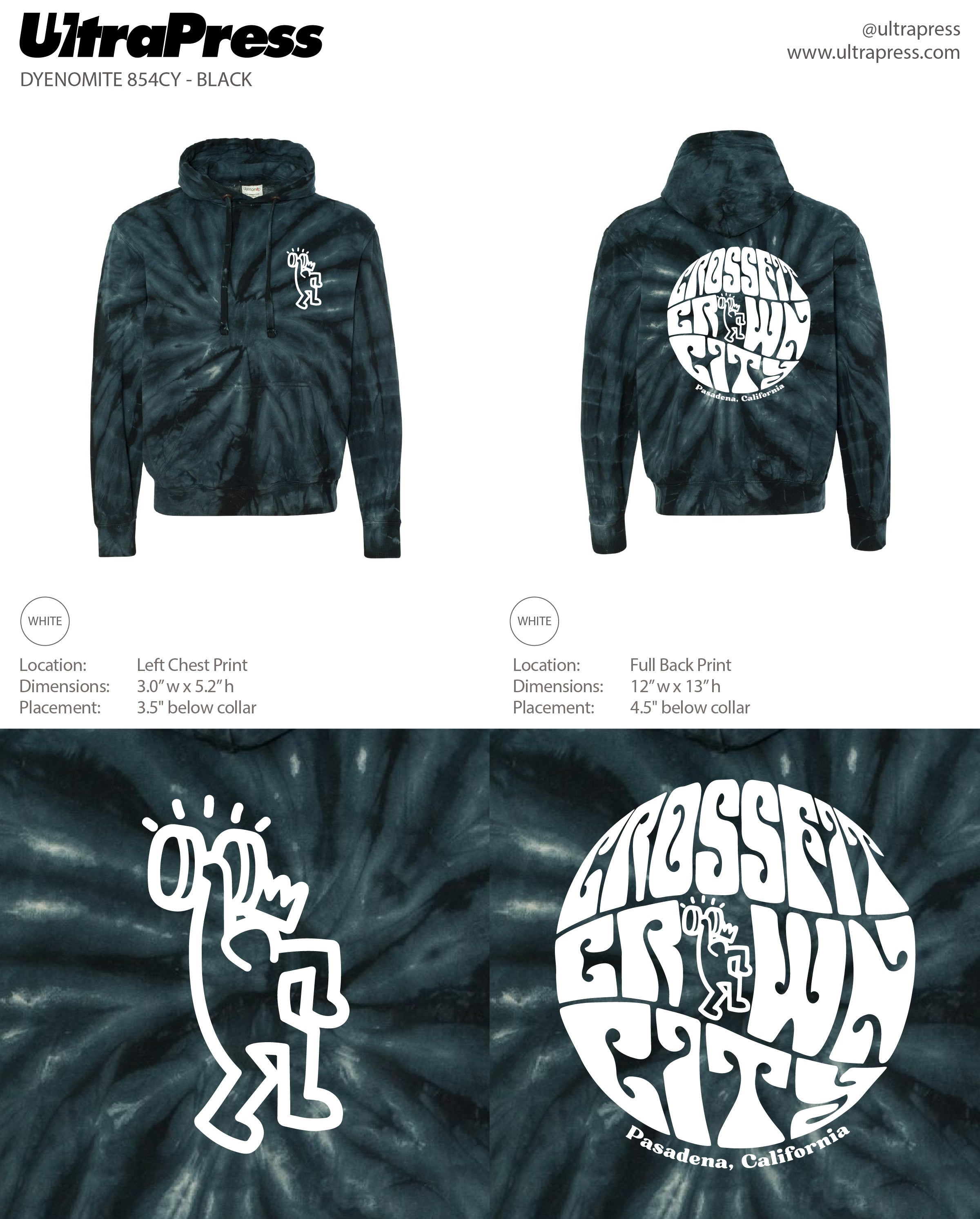 UP-SP-66137 Crossfit Crown City Tie Dye Hooded Sweatshirt 24 Min Qty (BULK)