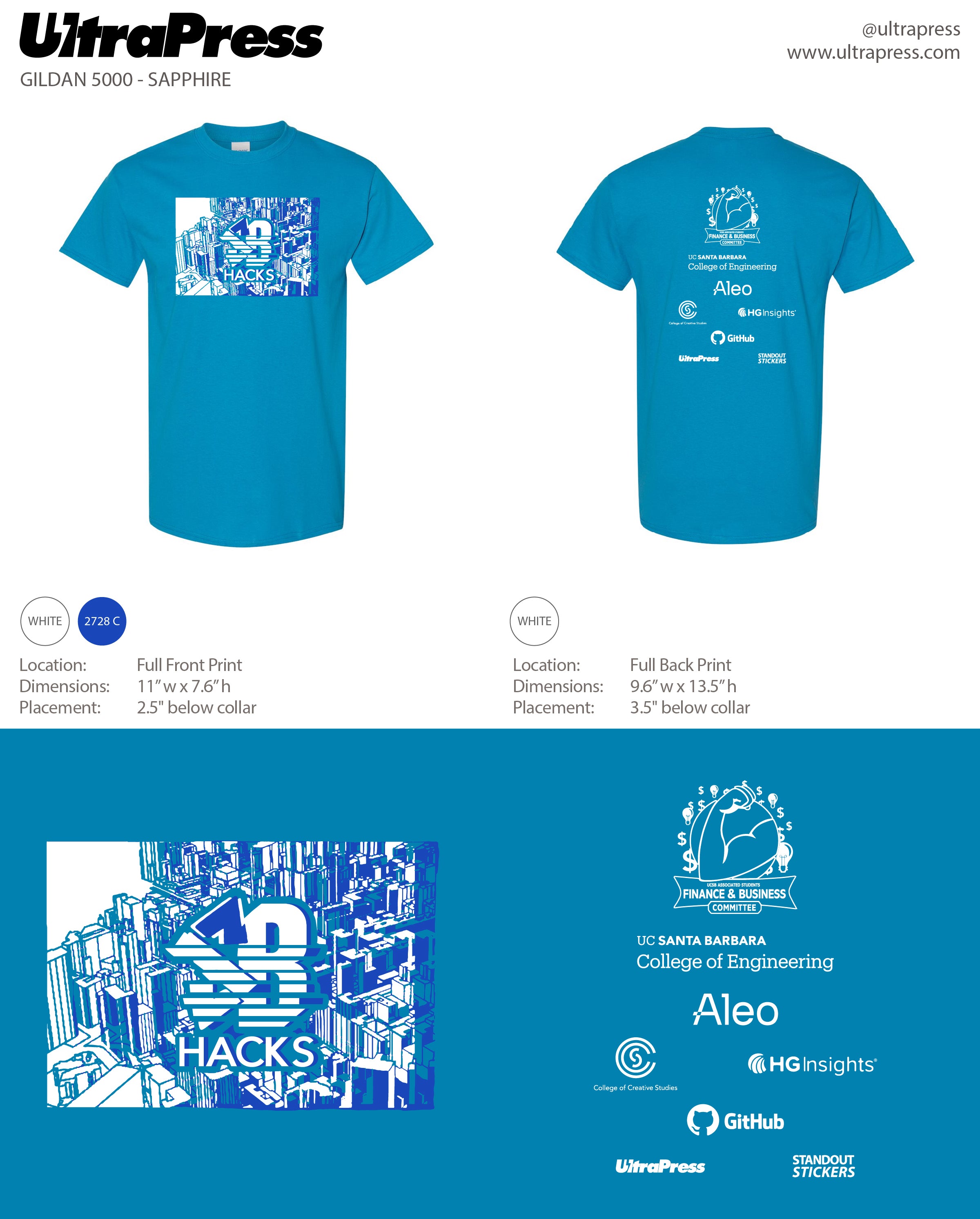 UP-SP-66141 SB Hacks Glitch Effect Blue Tee 2024 144 Min Qty (Bulk)