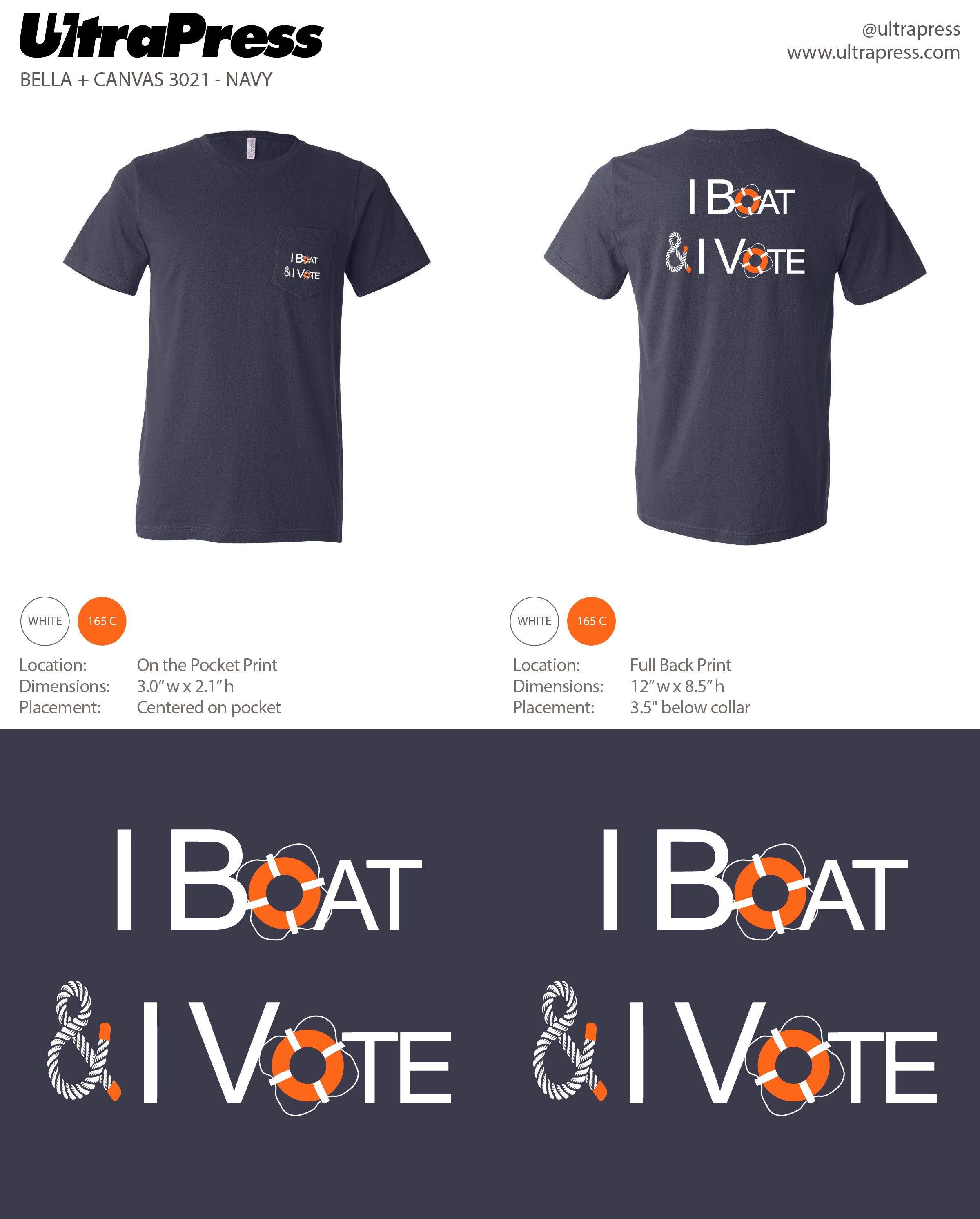 UP-SP-66278 I Boat and I Vote Pocket Tee 48 Min Qty (Bulk)