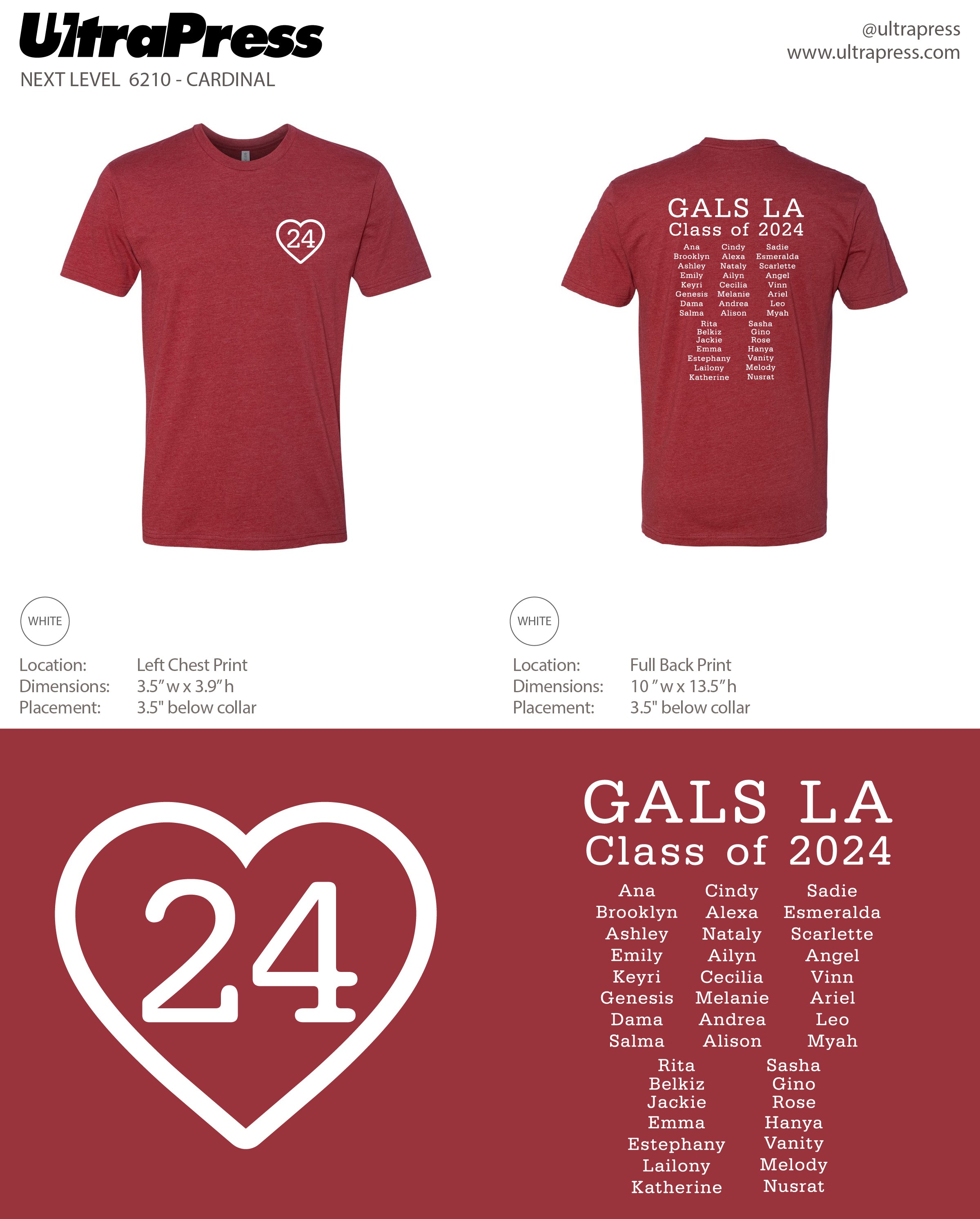 UP-SP-66632 GALS Class of 2024 Tees - 48 Min Qty (BULK)
