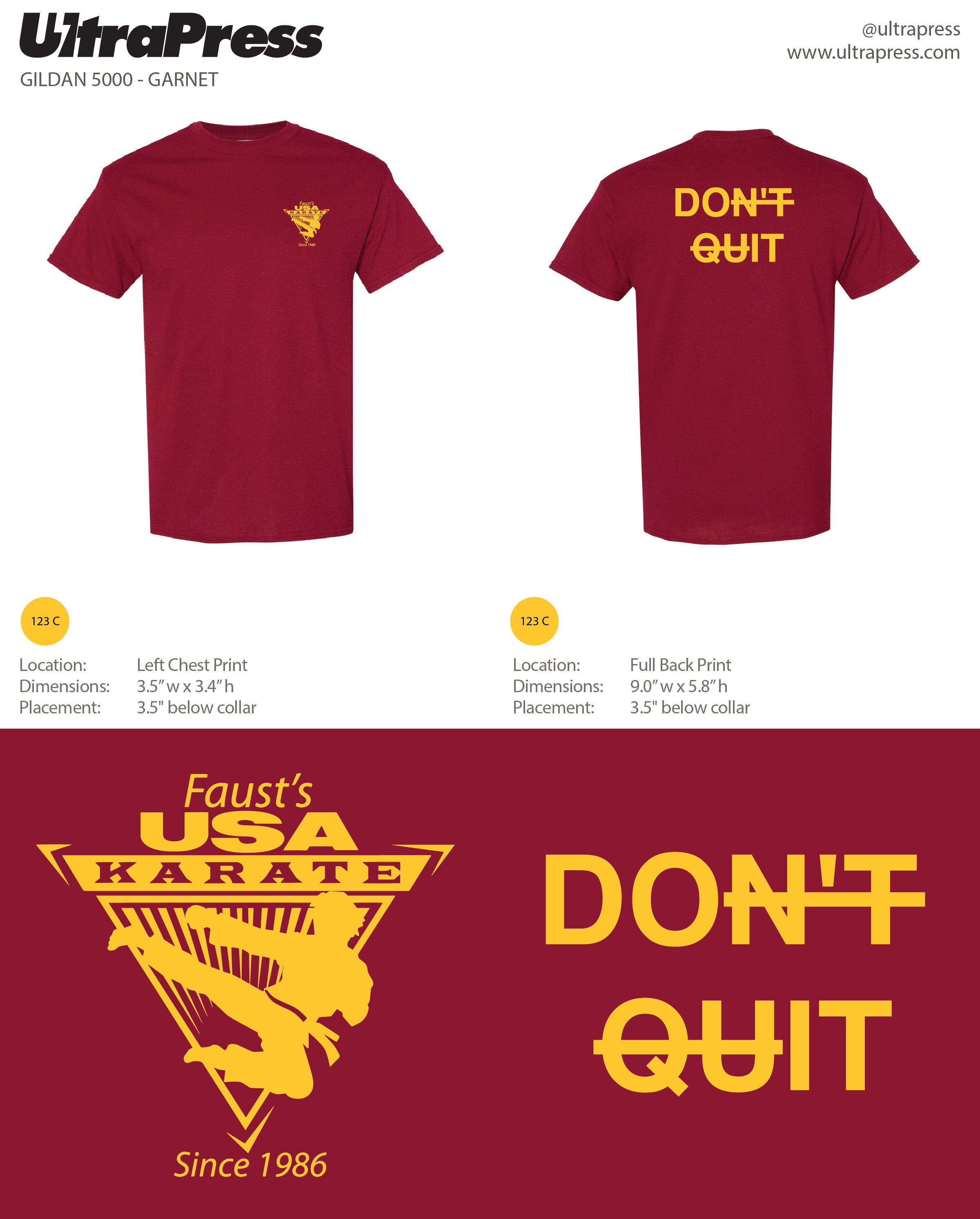 UP-SP-66741 Faust's USA Karate Tees 2024 72 Min Qty (BULK)