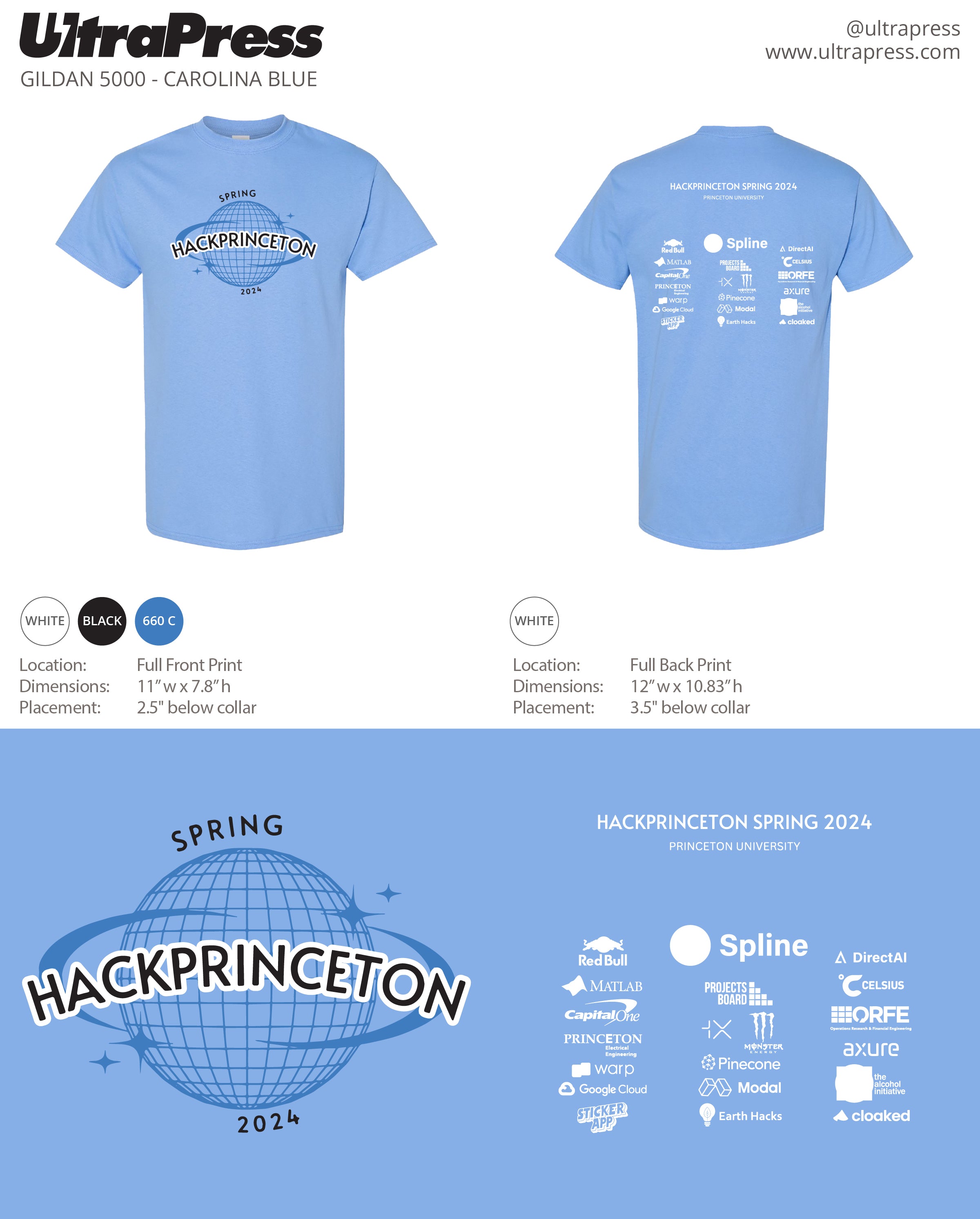 UP-SP-66775 Spring Hack Princeton Blue Tees 2024 24 Min Qty (BULK)