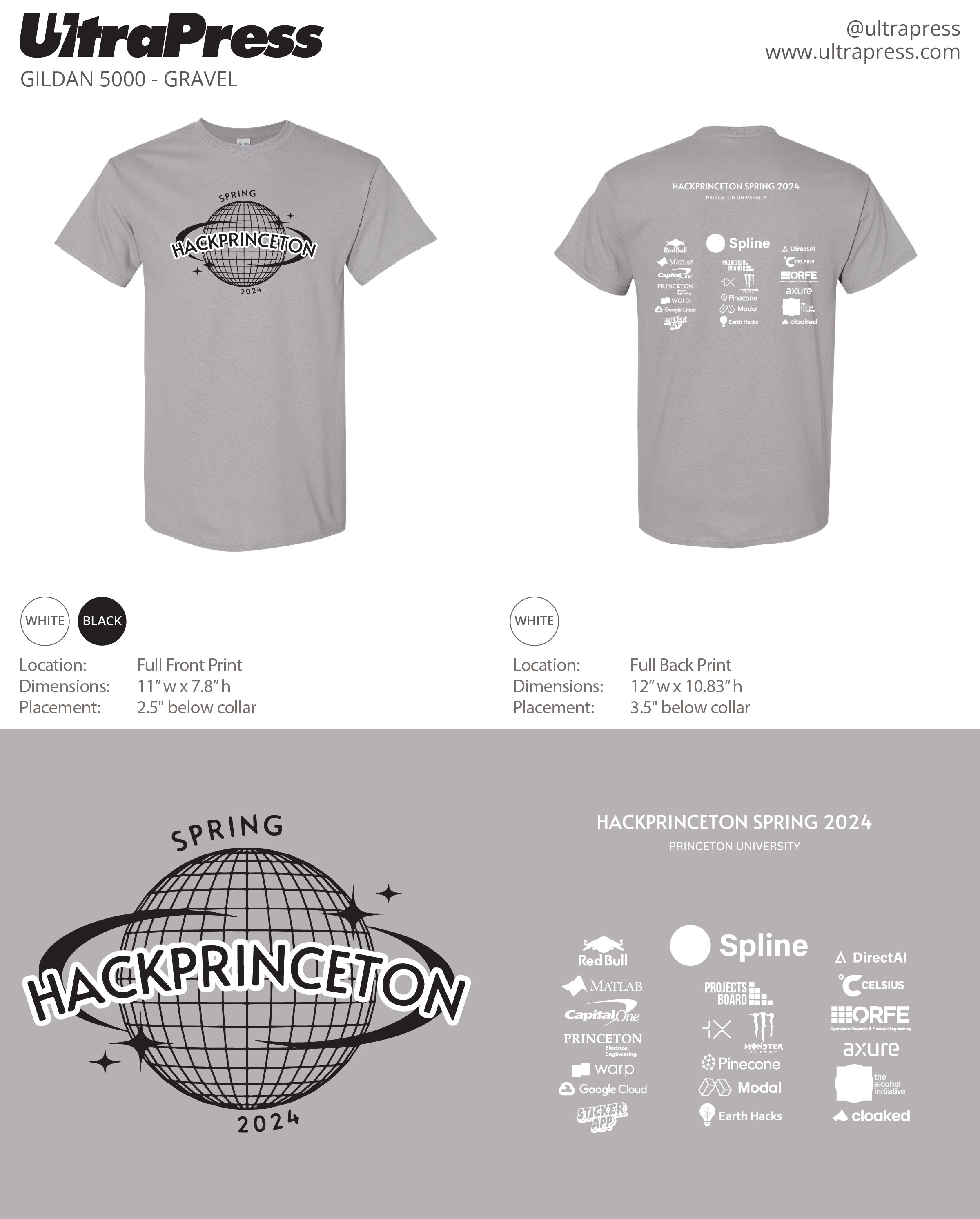 UP-SP-66776 Spring Hack Princeton Grey Tees 2024 288 Min Qty (BULK)