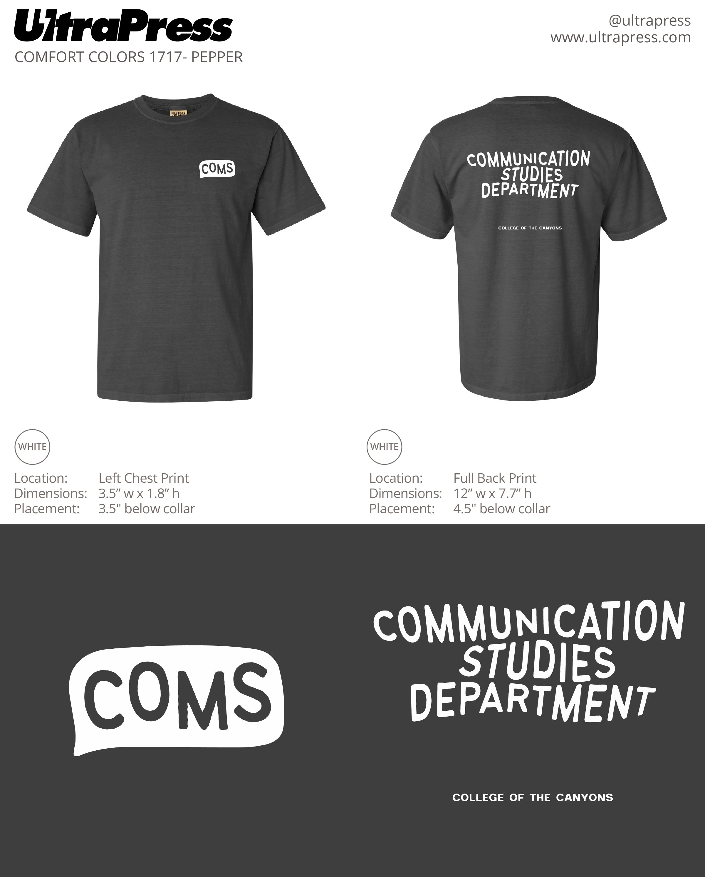 UP-SP-67159 Communication Studies Department Tees 2024 200 Min Qty (BULK)