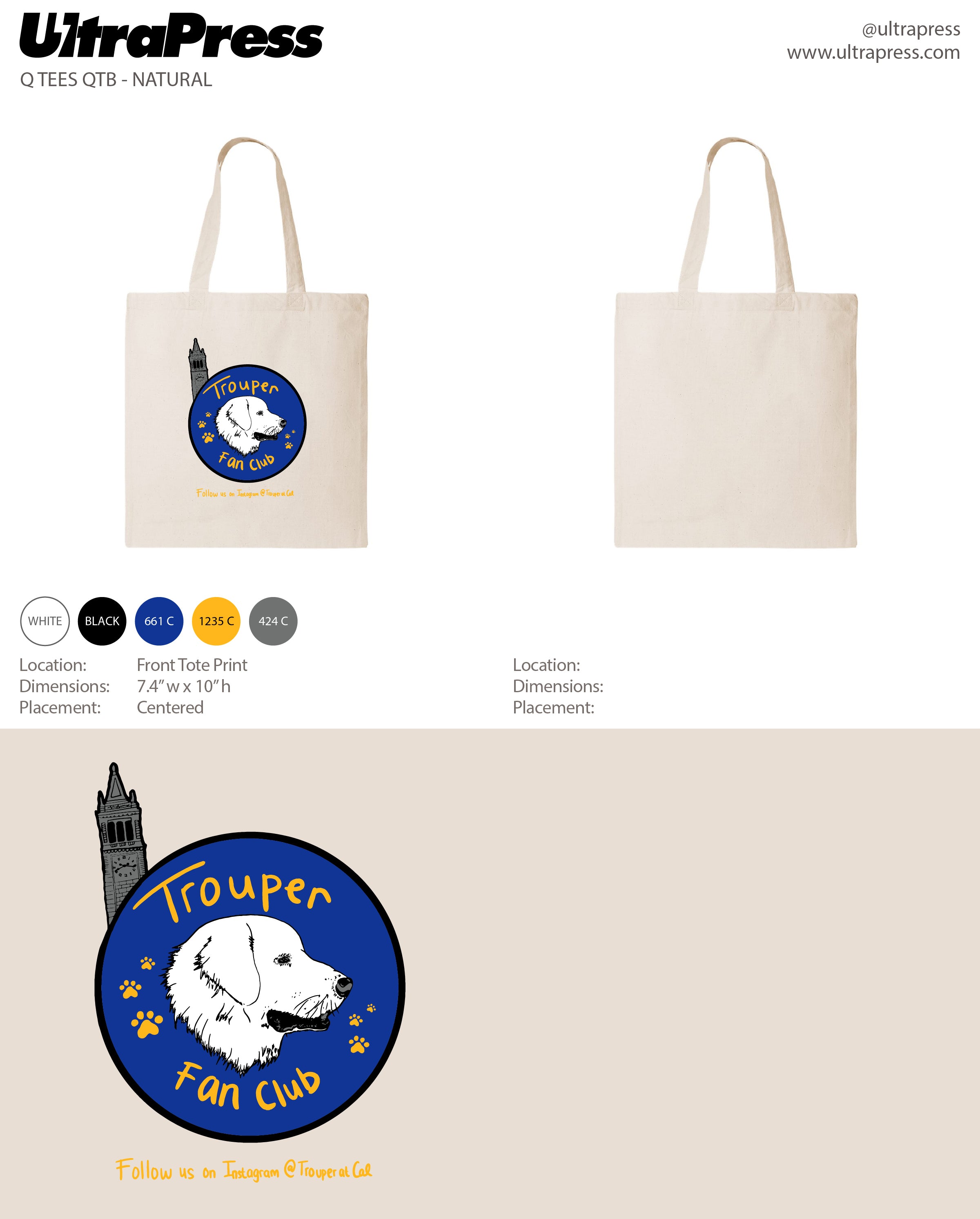 UP-SP-67226 Cal Trouper Fan Club Tote Bags - 24 Min Qty (BULK)