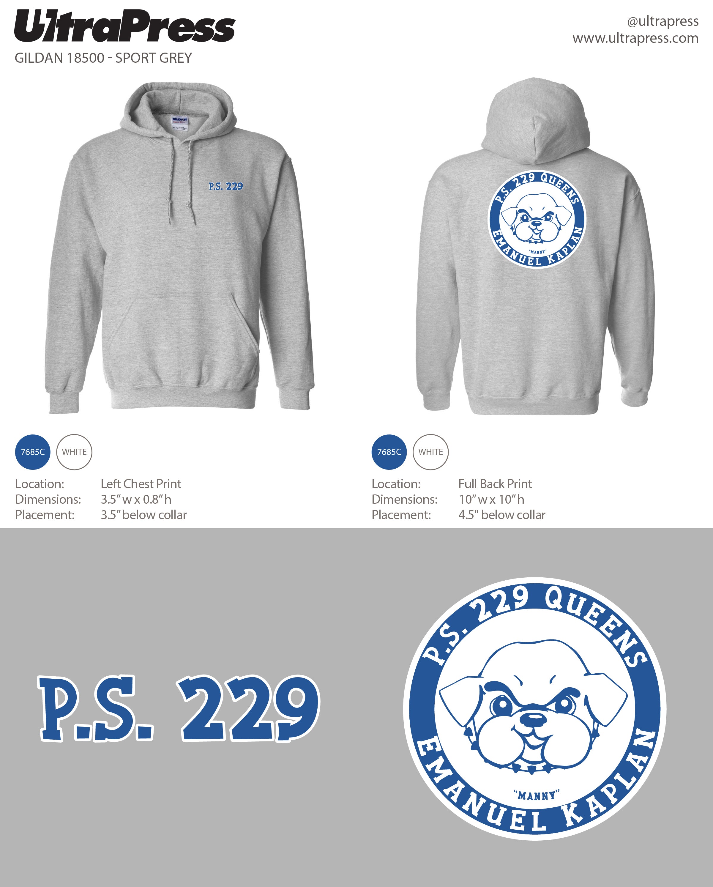UP-SP-67230 P.S. 229 PTA Hoodies - 1000 Min Qty (BULK)