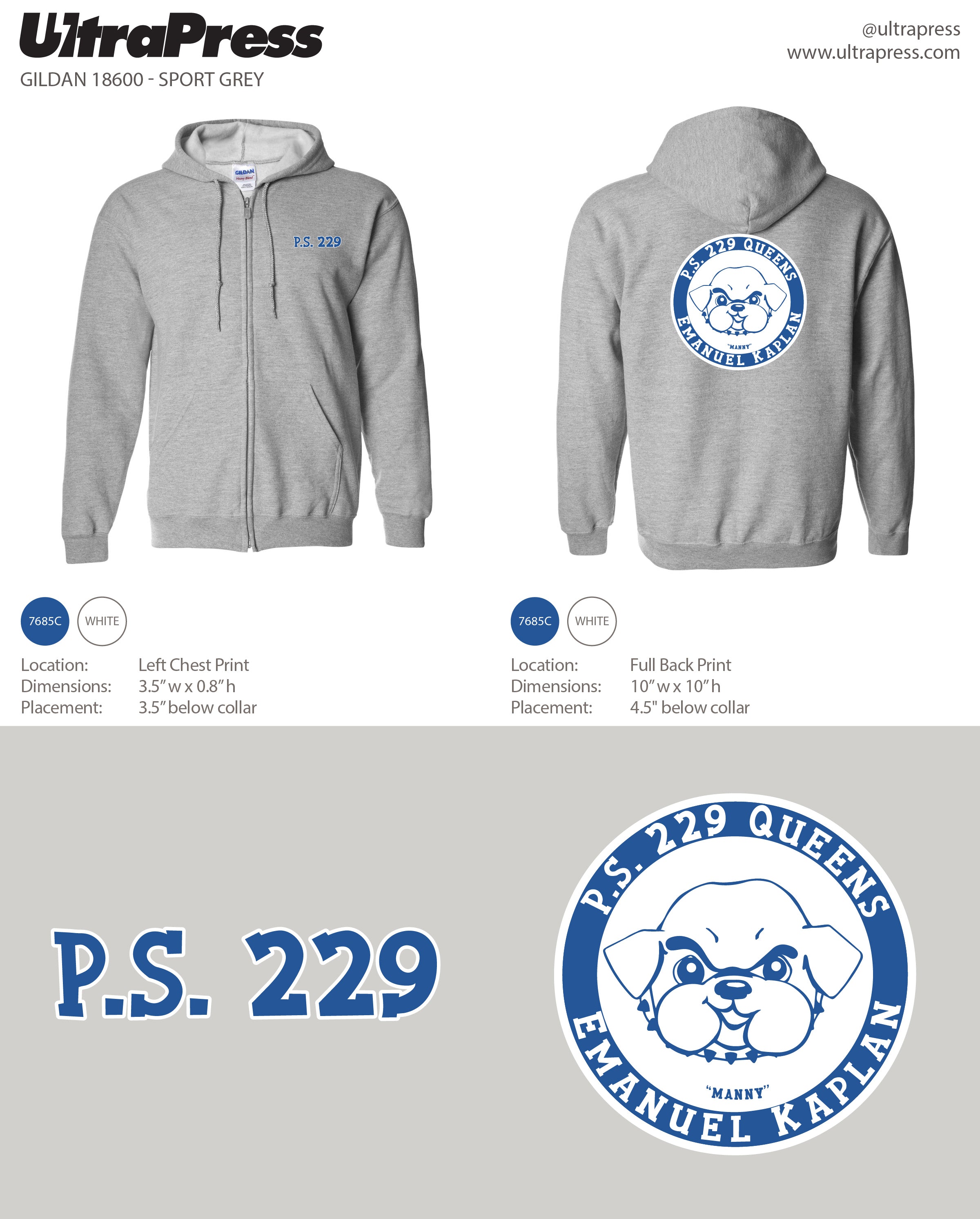 UP-SP-67230 P.S. 229 PTA Hoodies - 1000 Min Qty (BULK)