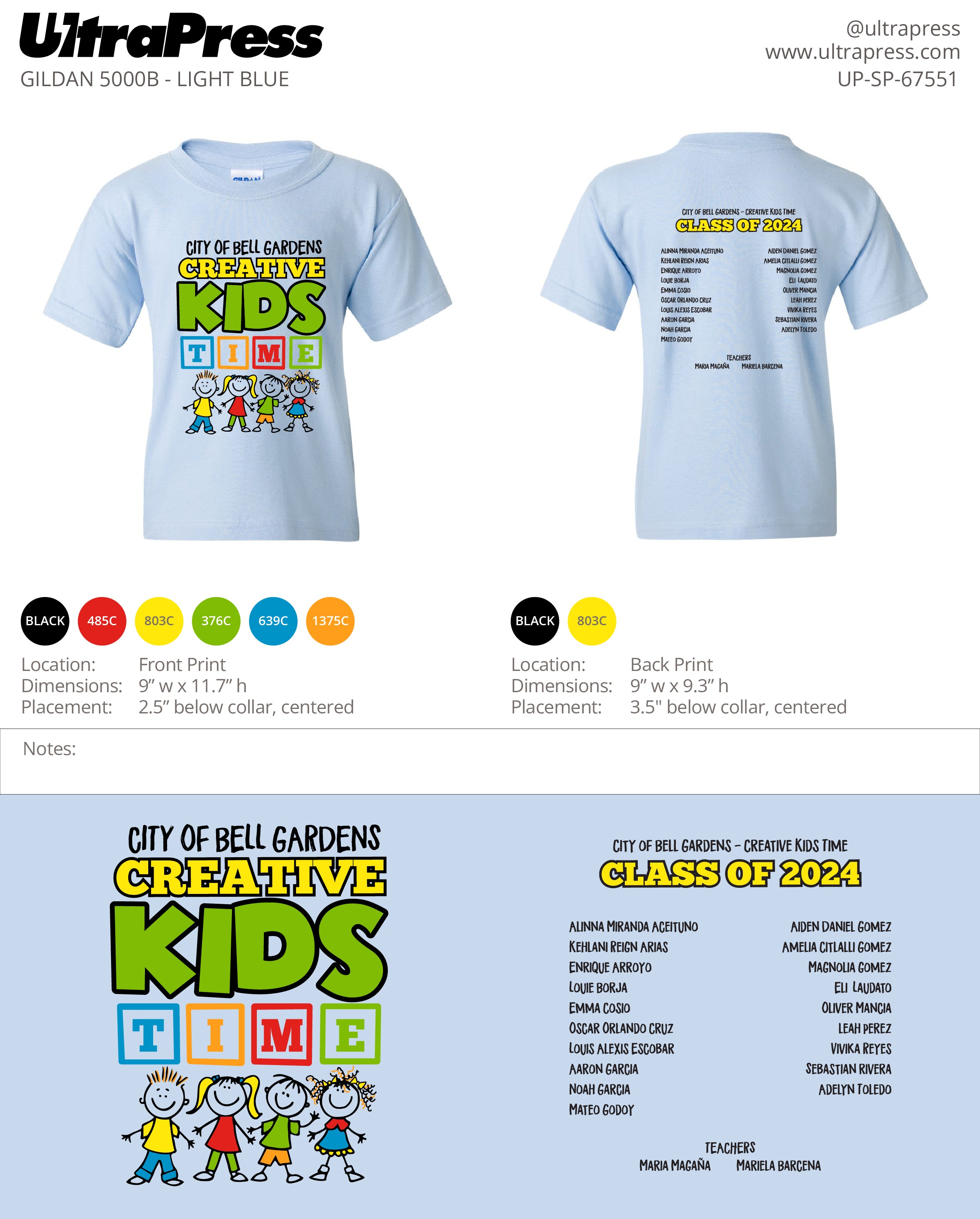 UP-SP-67551 Bell Gardens Creative Kids Class of 2024 - 24 Min Qty (BULK)