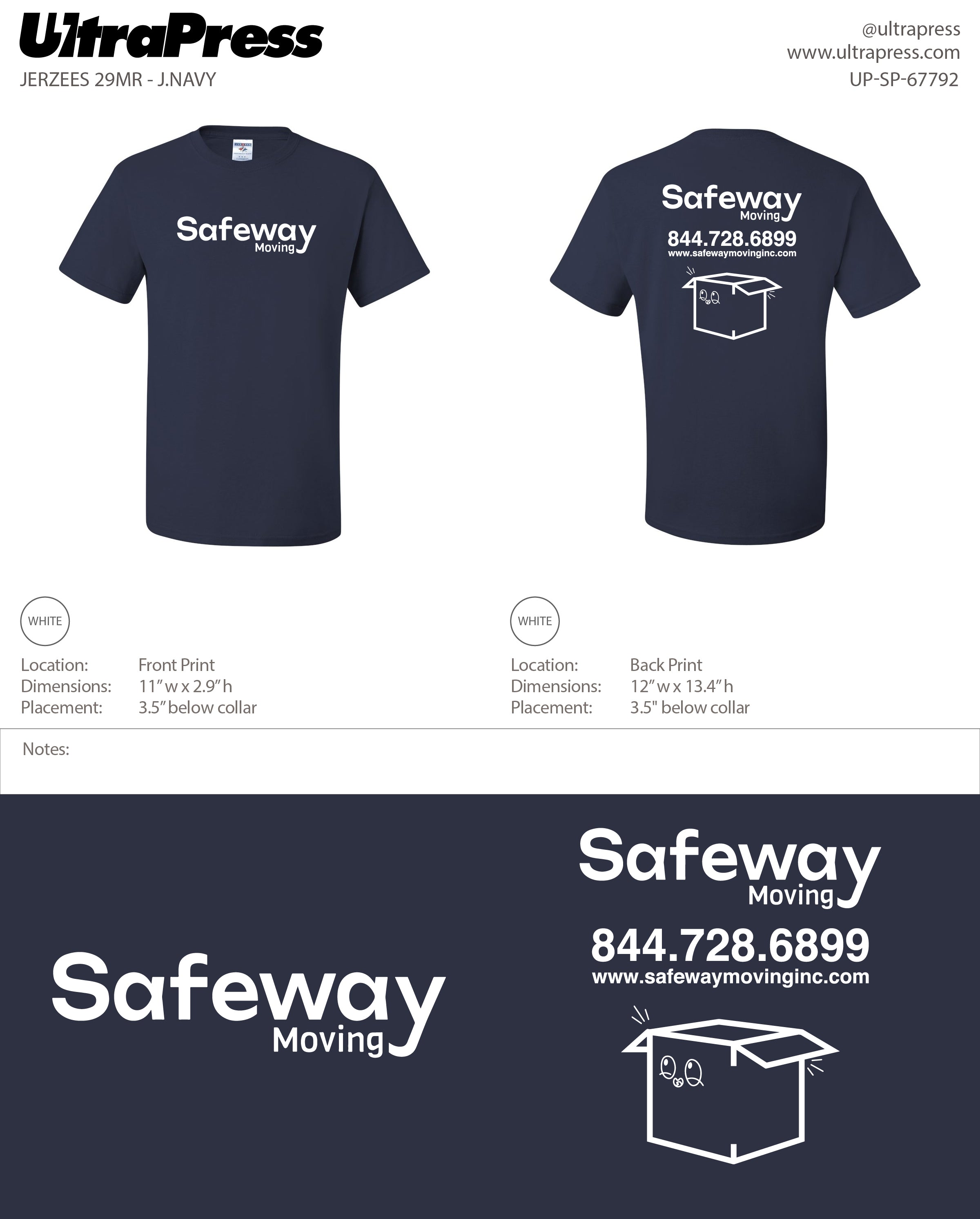 UP-SP-67792 Safeway Moving - Jerzees 50/50 Tee - 100 Min Qty (Bulk)