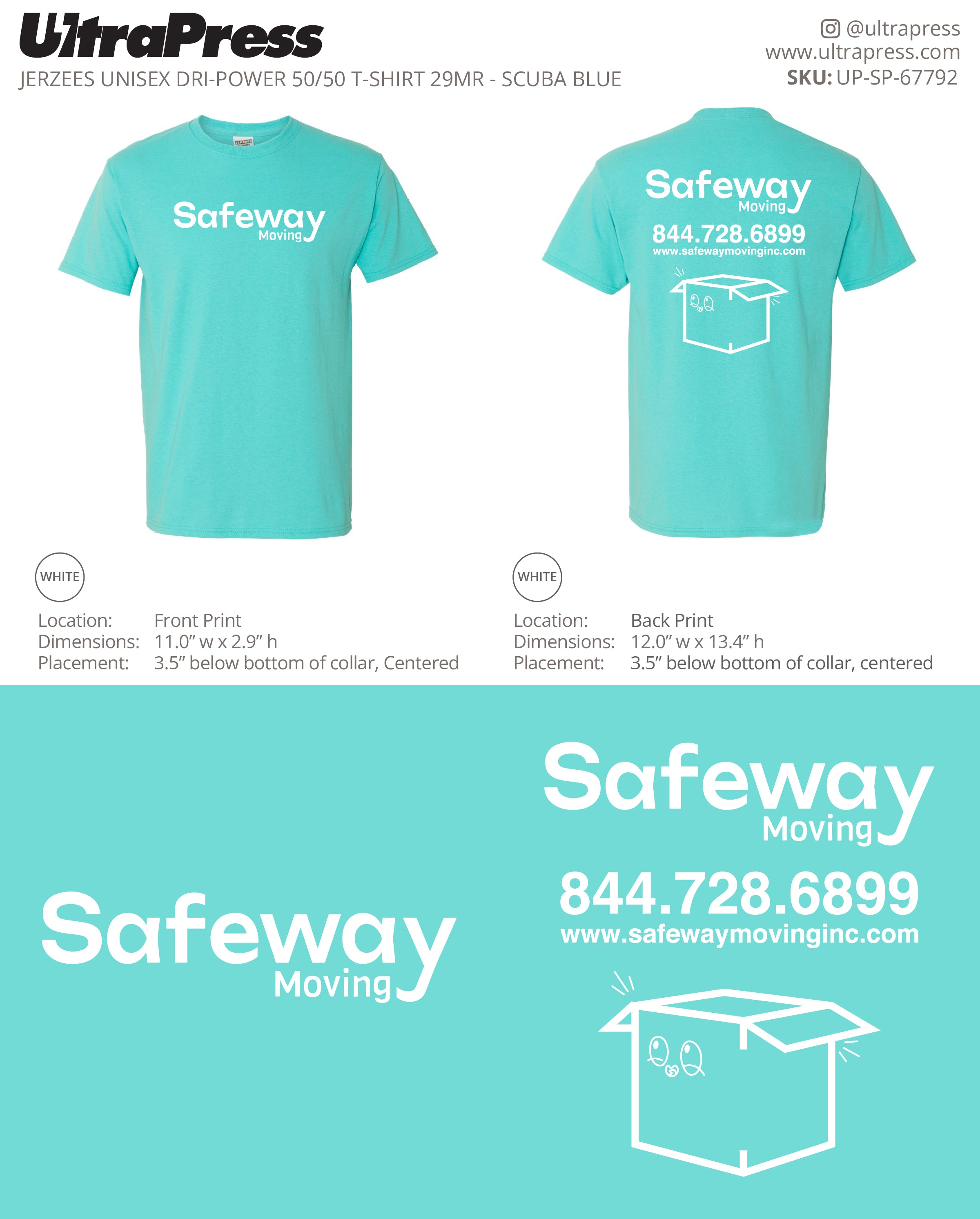 UP-SP-67792 Safeway Moving - Jerzees 50/50 Tee - 100 Min Qty (Bulk)