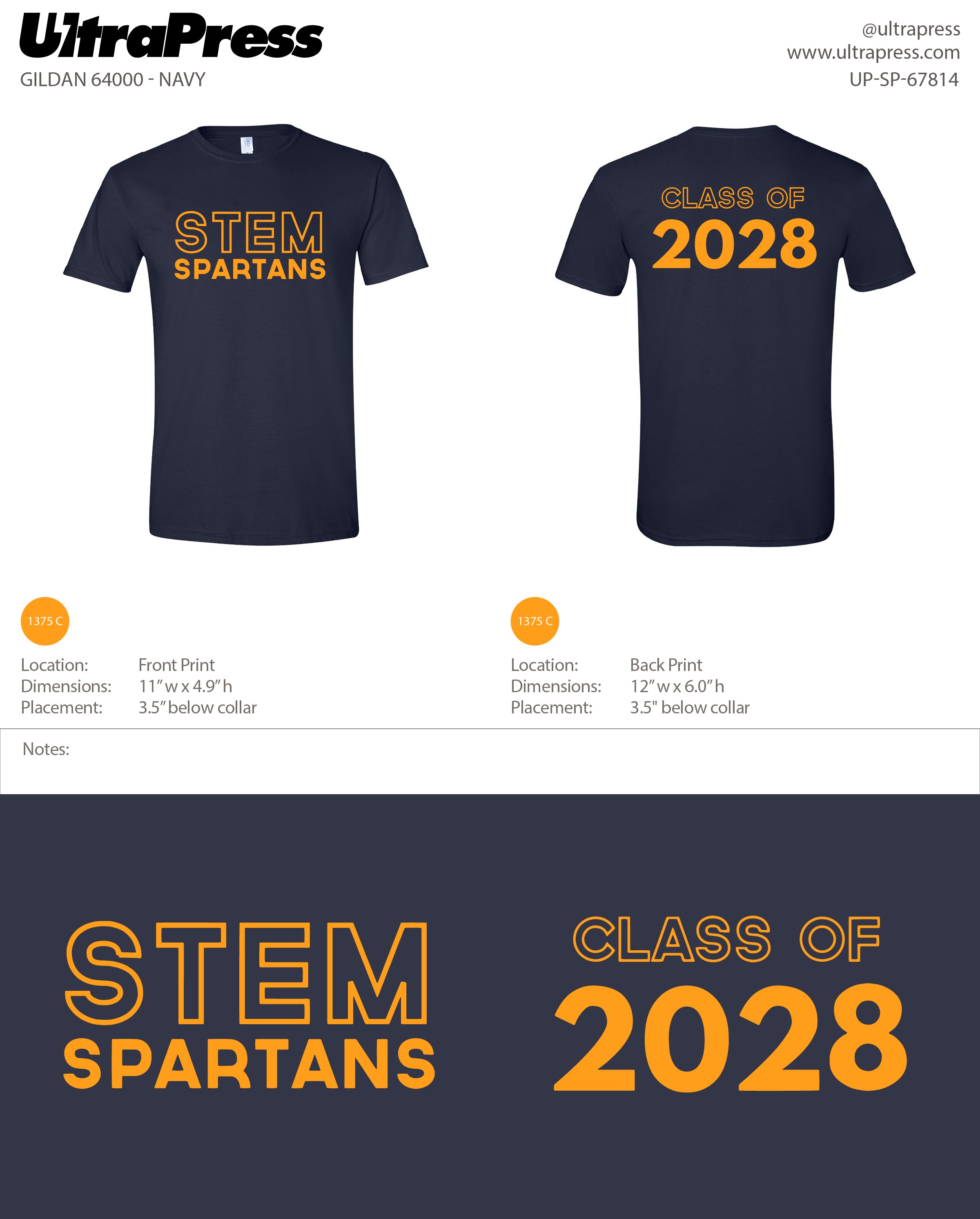 UP-SP-67814 STEM Class of 2028 Spartans School Logo Min Qty (BULK-EXPEDITED)