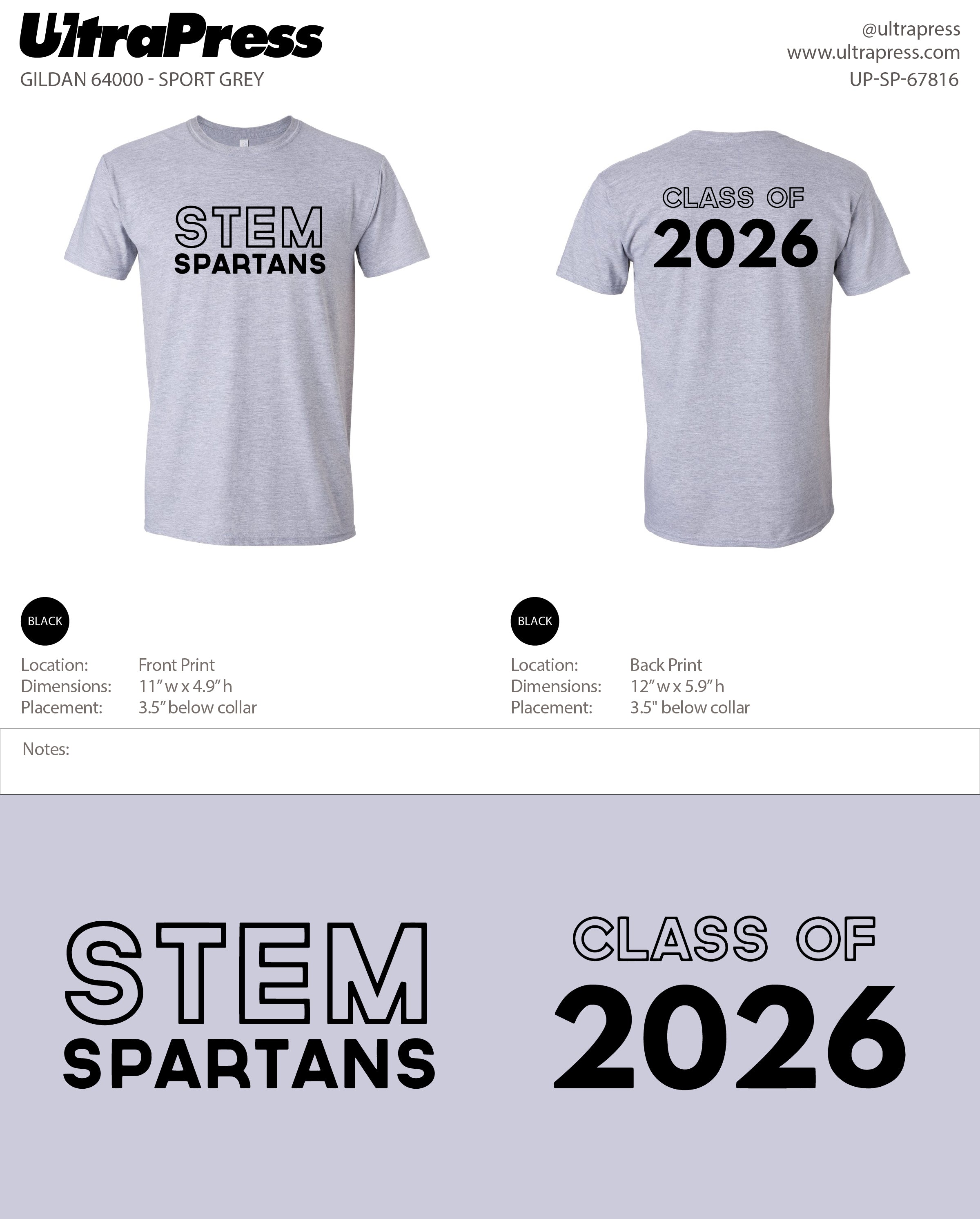 UP-SP-67816 STEM Class of 2026 Spartans School Logo 100 Min Qty (BULK-EXPEDITED)