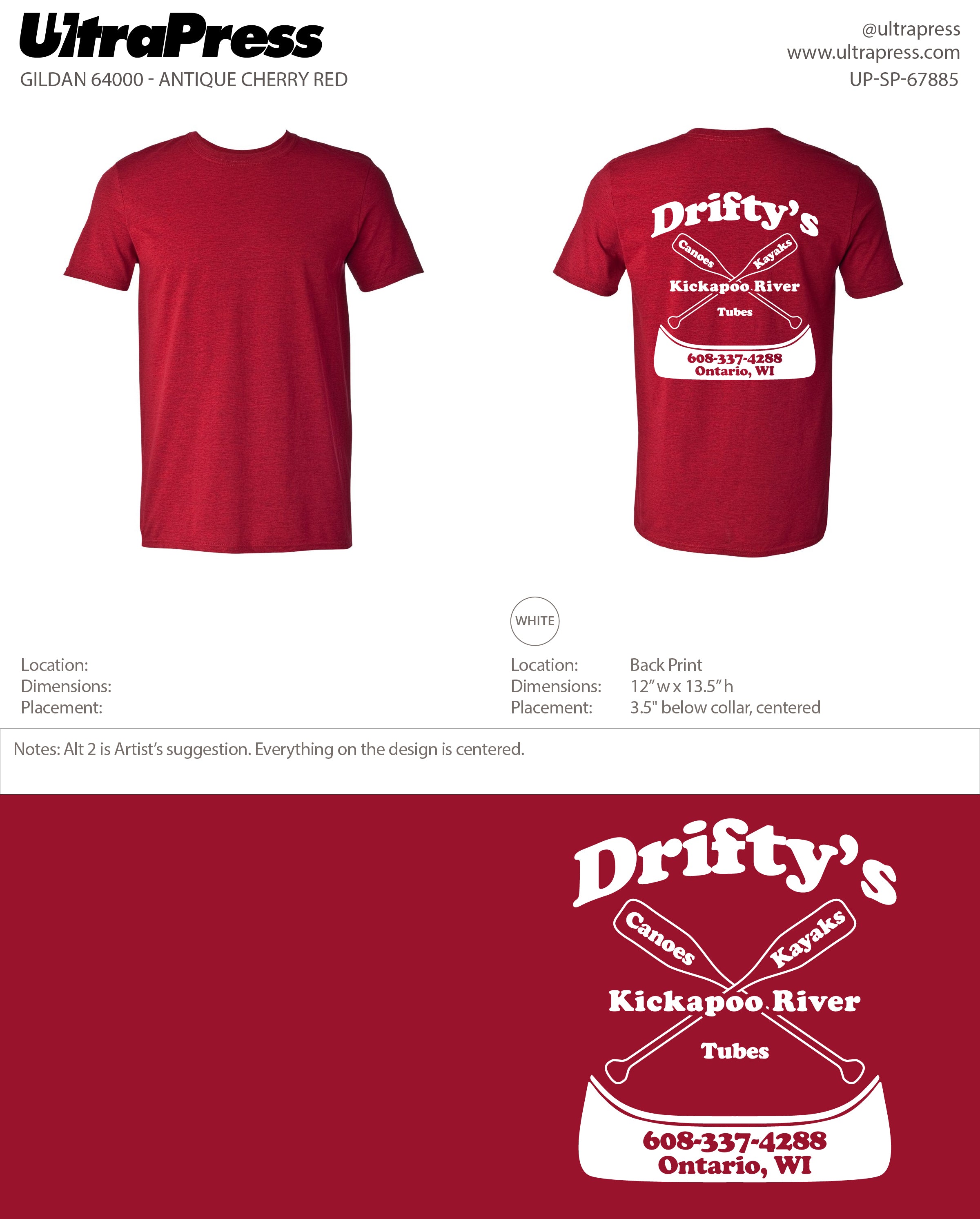 UP-SP-67885 Drifty’s Canoe Shirts - Laurie Kelbel 100 Min Qty (Bulk)