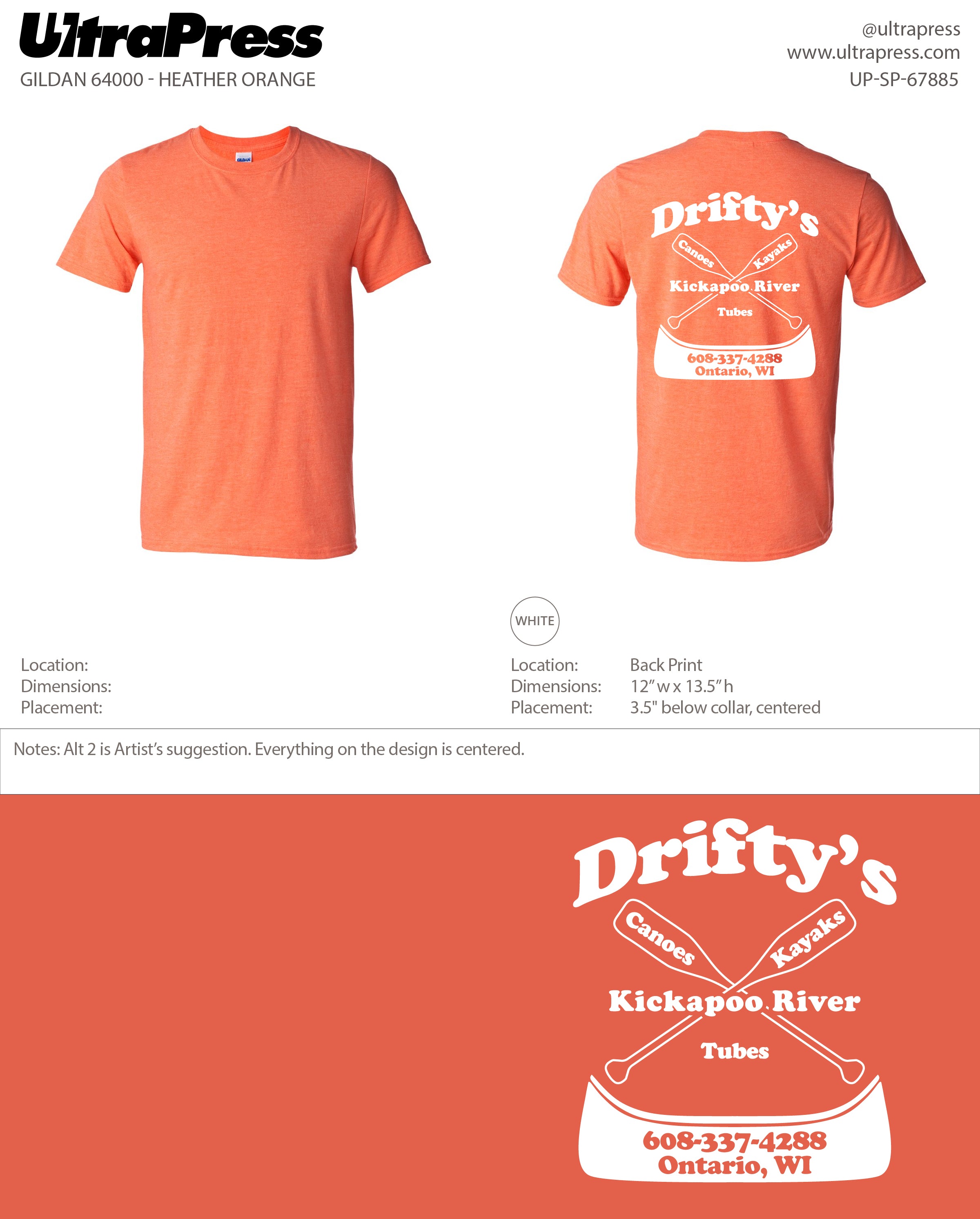 UP-SP-67885 Drifty’s Canoe Shirts - Laurie Kelbel 100 Min Qty (Bulk)
