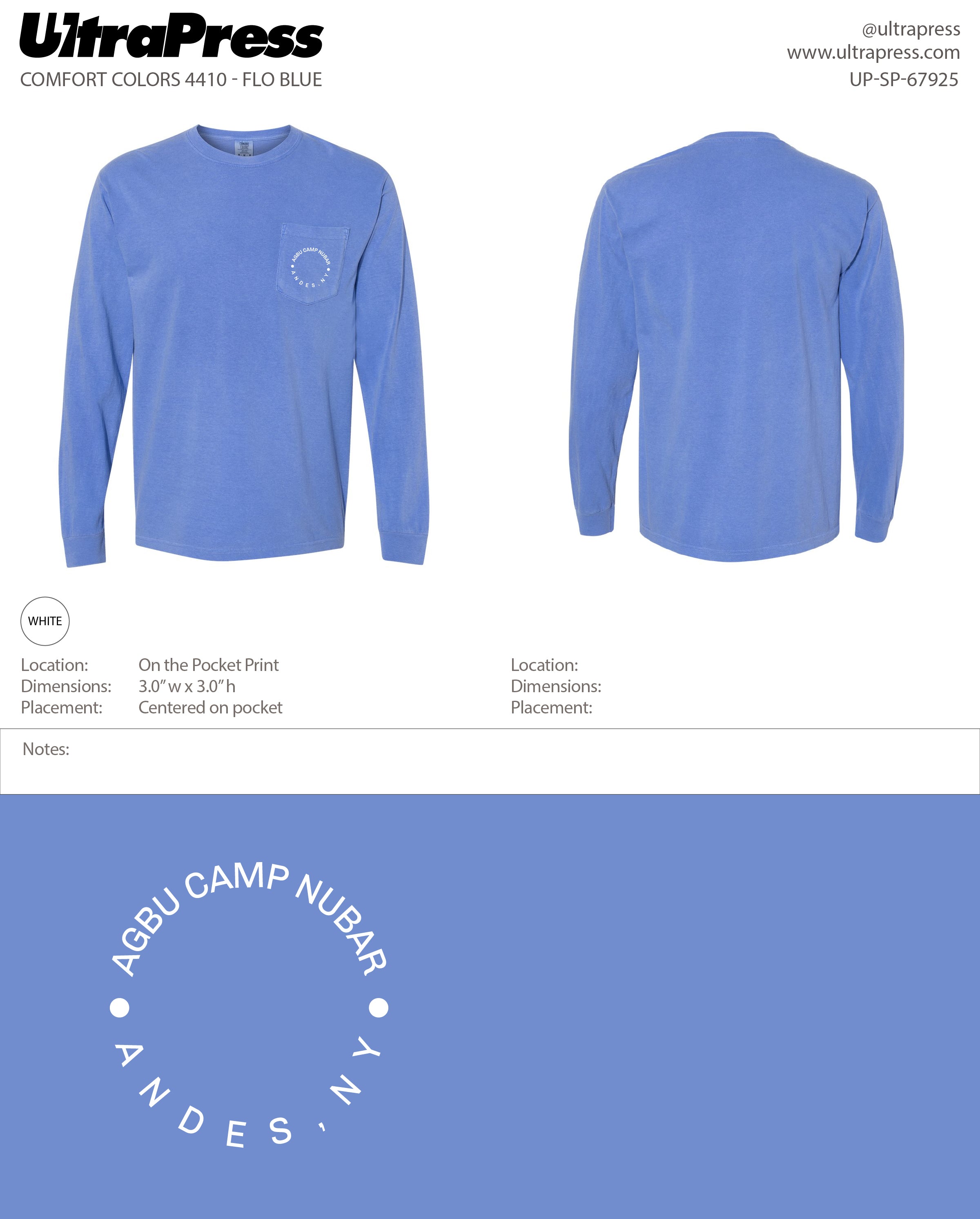 UP-SP-67925 Camp Nubar 2024 Long Sleeve Pocket Tee - Alexis Krolian 72 Min Qty (Bulk)