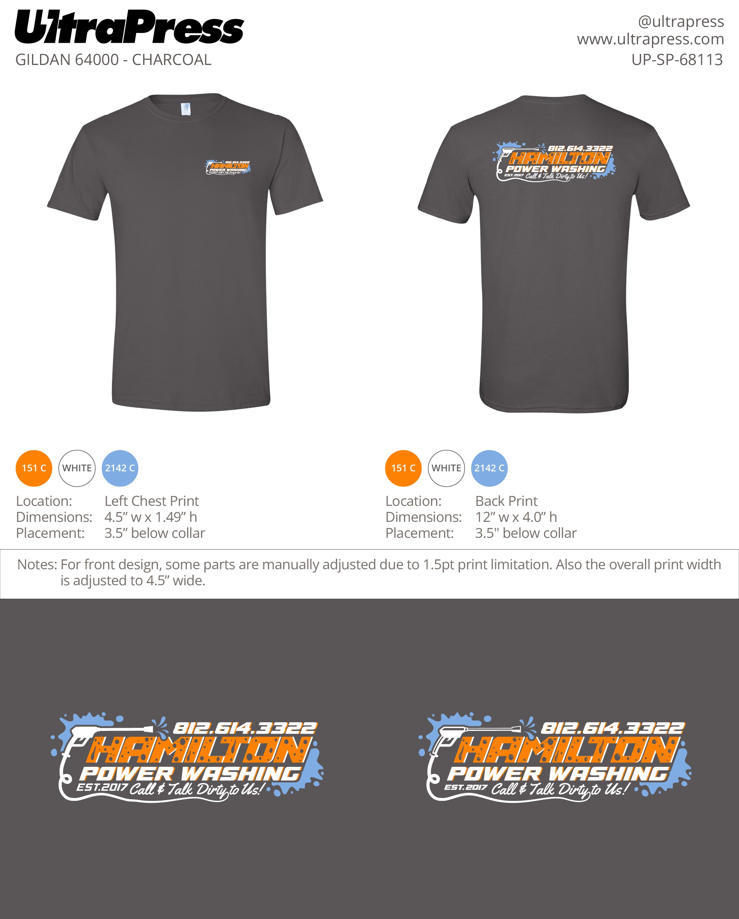 UP-SP-68113 Hamilton Power Washing - Jordan Hamilton (White Ink) 100 Min Qty (Bulk)